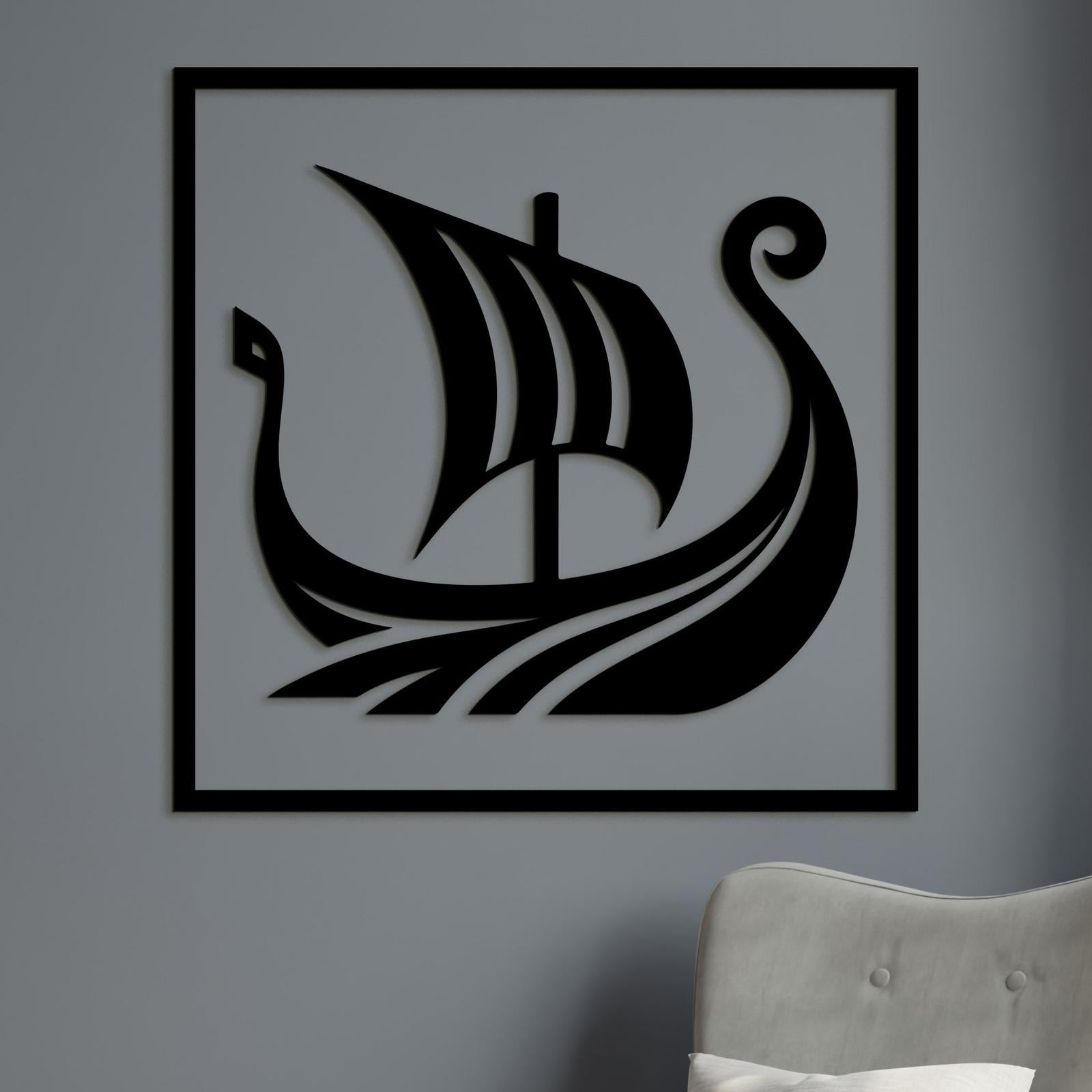 Dreveny obraz Vikingska lod-DREVTEX