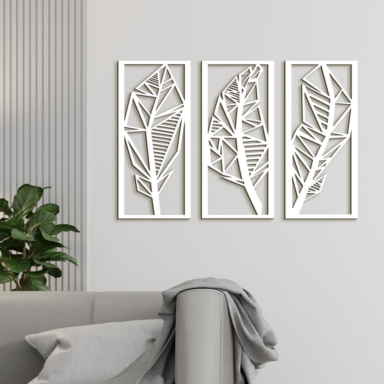 Trojdielny obraz Listy 3D-DREVTEX