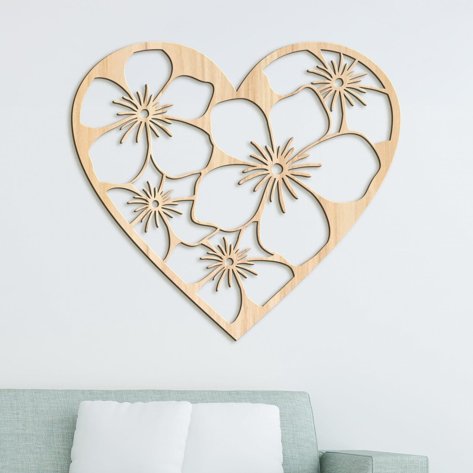 Drevený obraz Srdce plné kvetov-DREVTEX