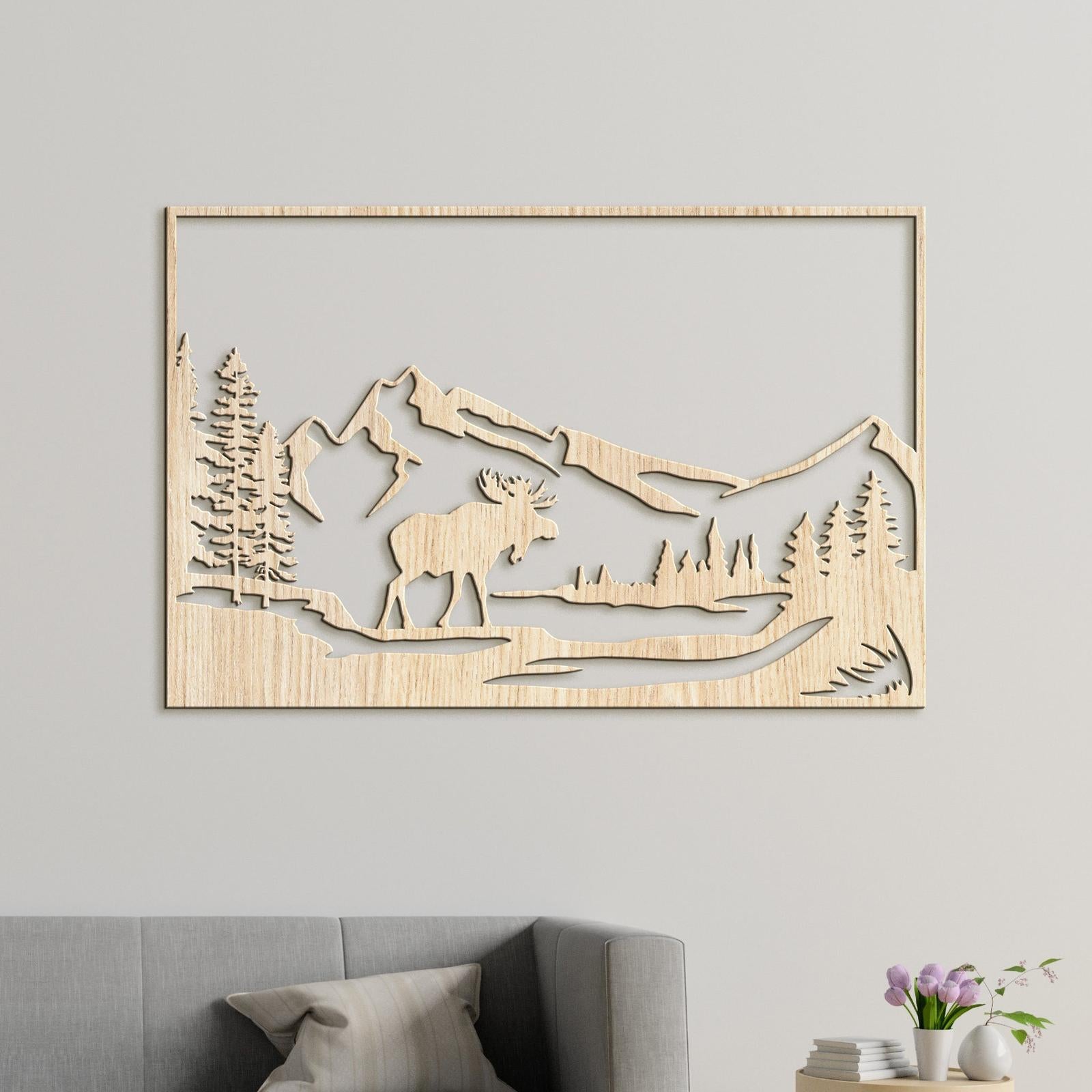 Horska sceneria s lososom-DREVTEX