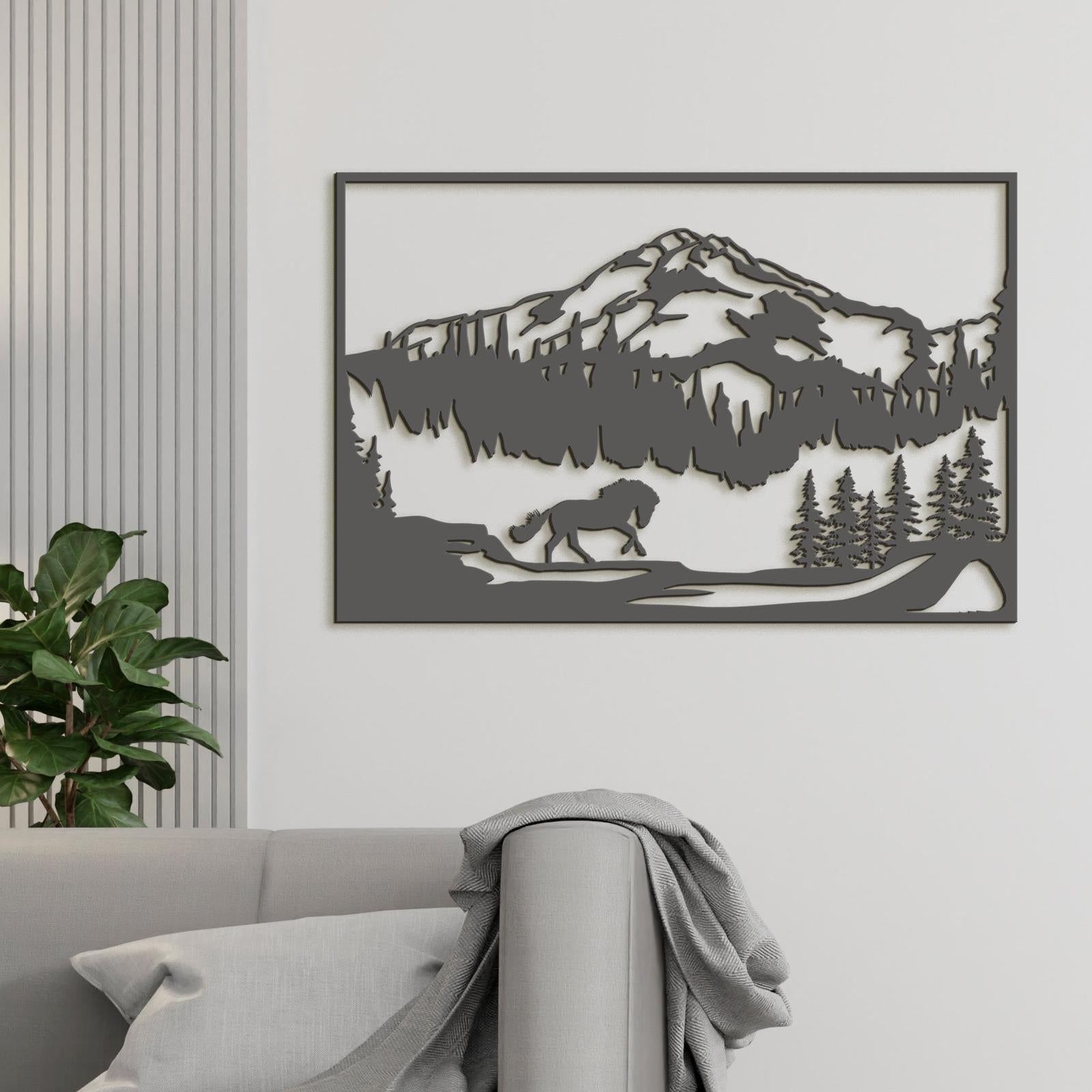 Horska sceneria s konom-DREVTEX