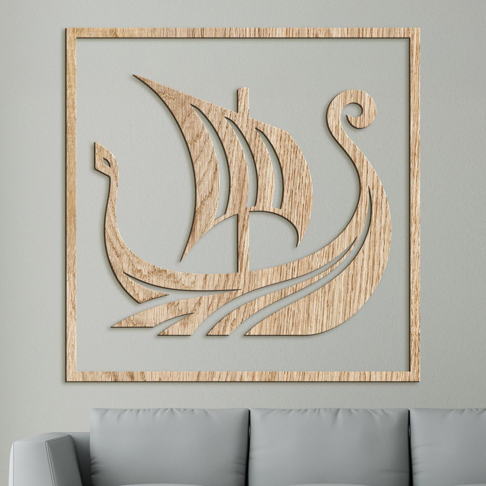Dreveny obraz Vikingska lod-DREVTEX