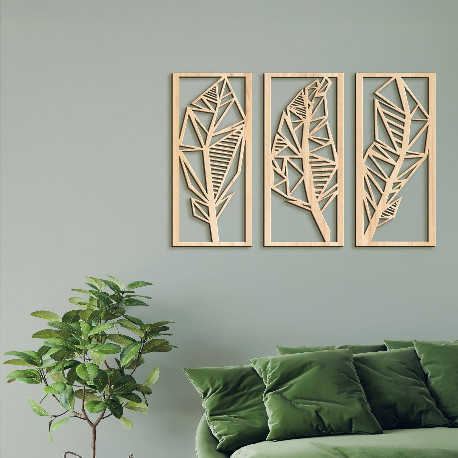 Trojdielny obraz Listy 3D-DREVTEX