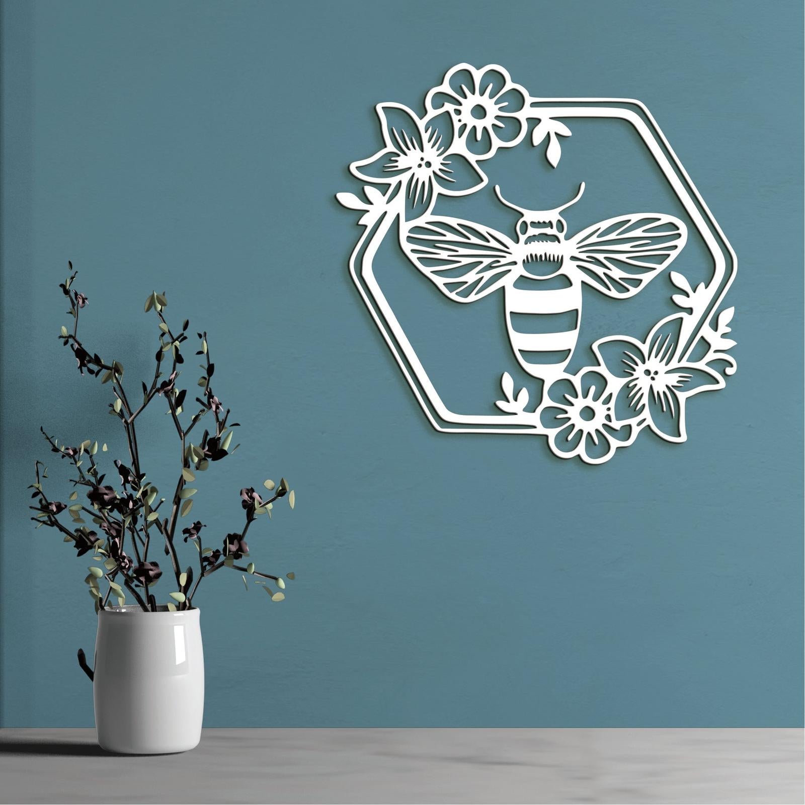 Drevený obraz Včela s kvetmi-DREVTEX