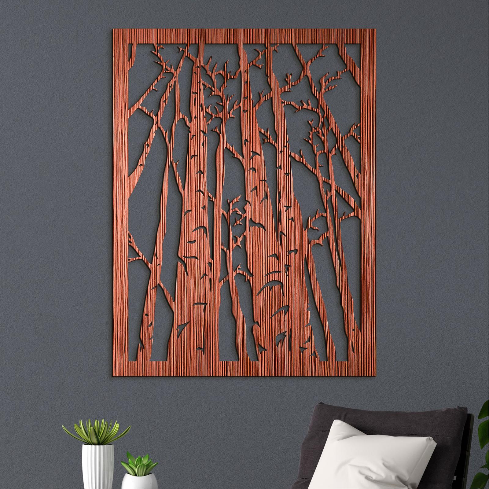 Drevený obraz na stenu silueta lesa-DREVTEX