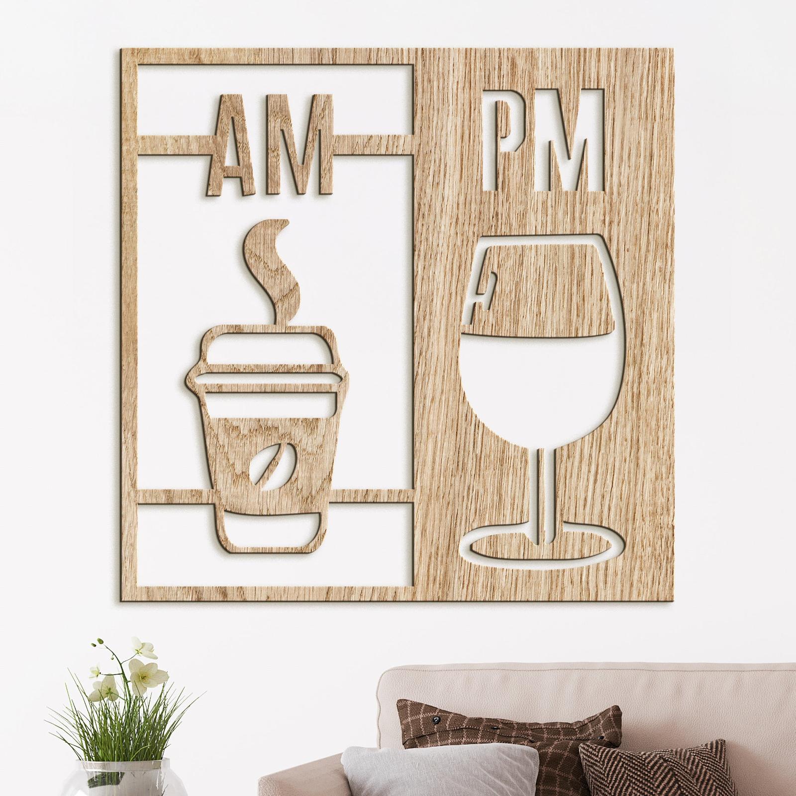 Drevená dekorácia Deň začína kávou a končí vínom-DREVTEX