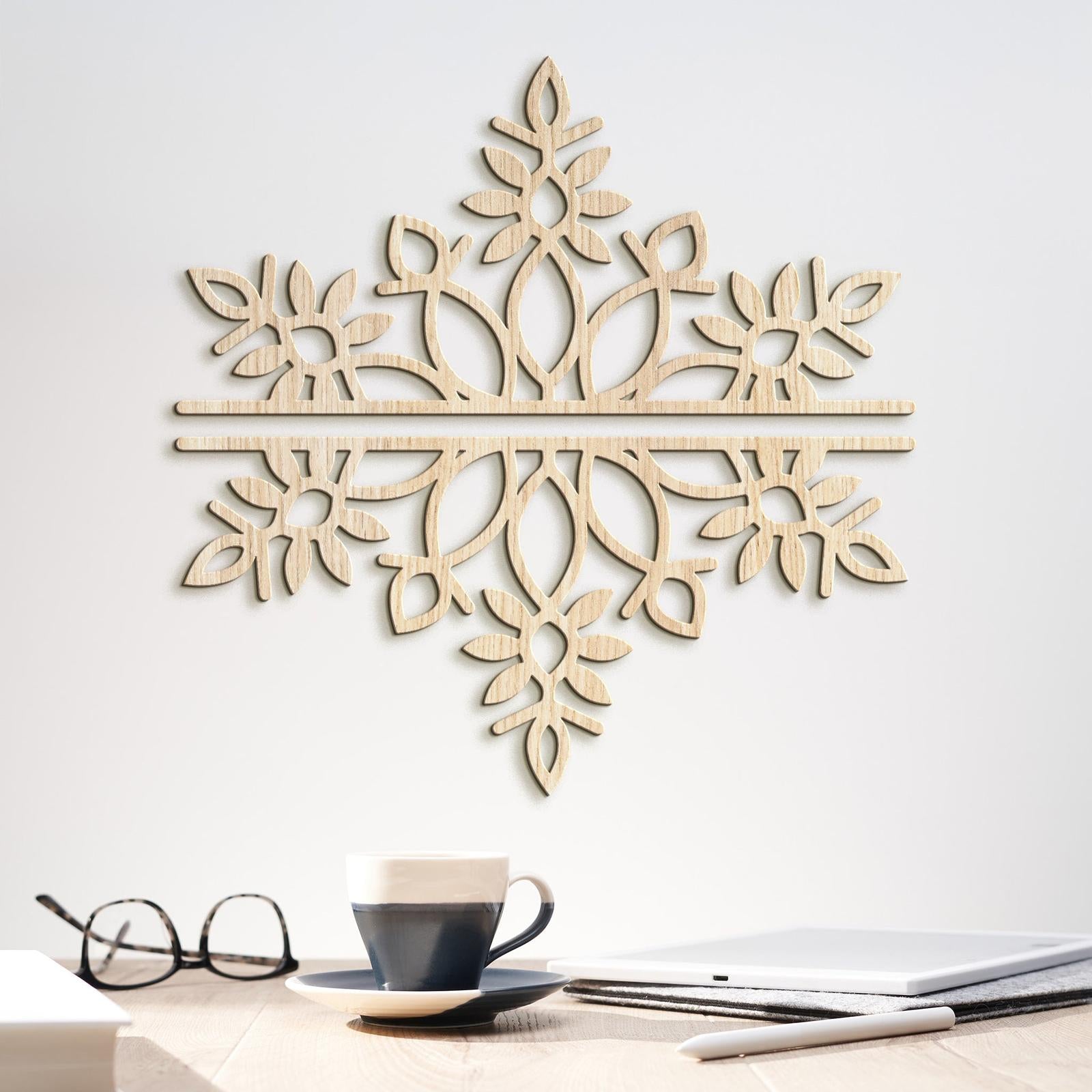 Dvojdielna drevená mandala SNOW-DREVTEX