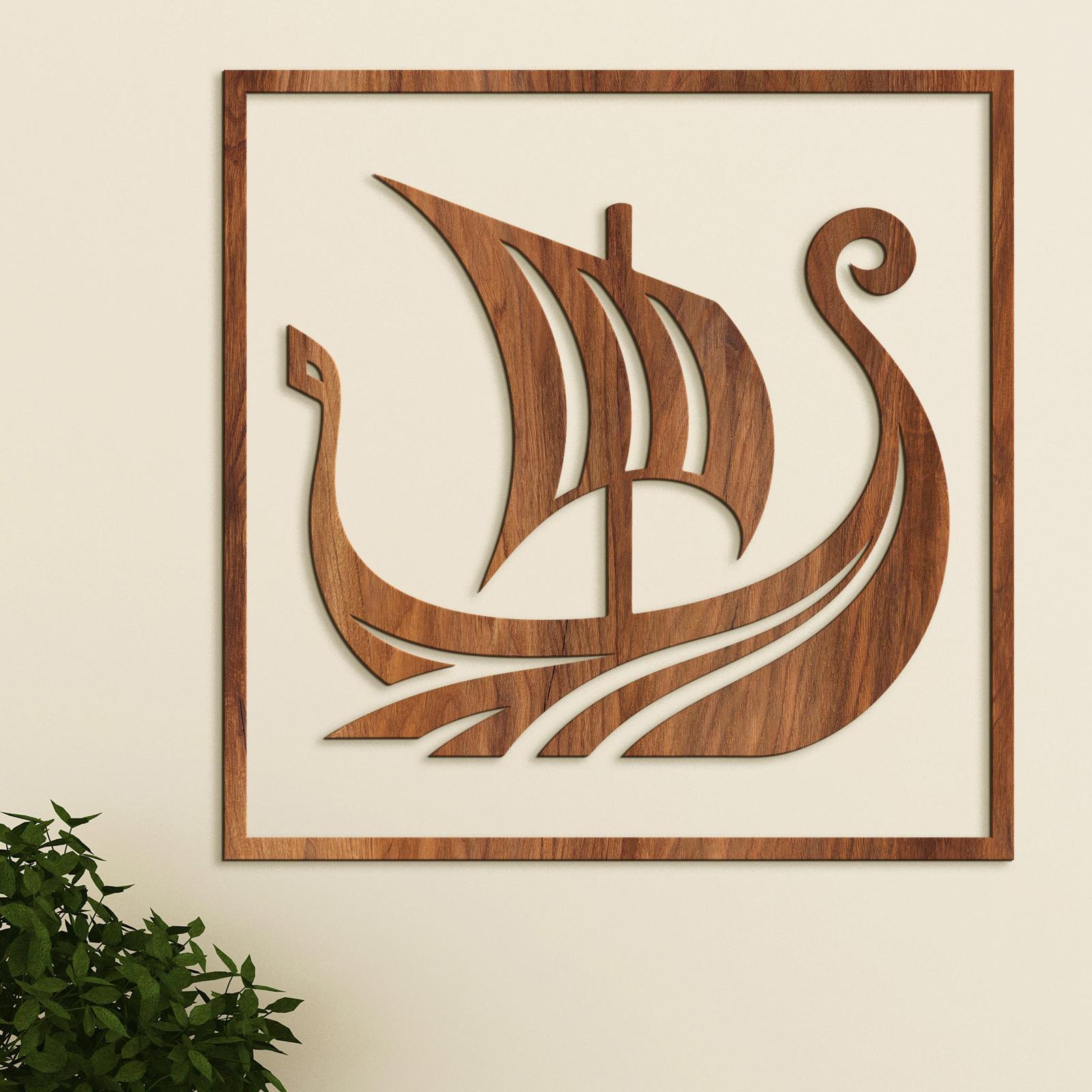 Dreveny obraz Vikingska lod-DREVTEX