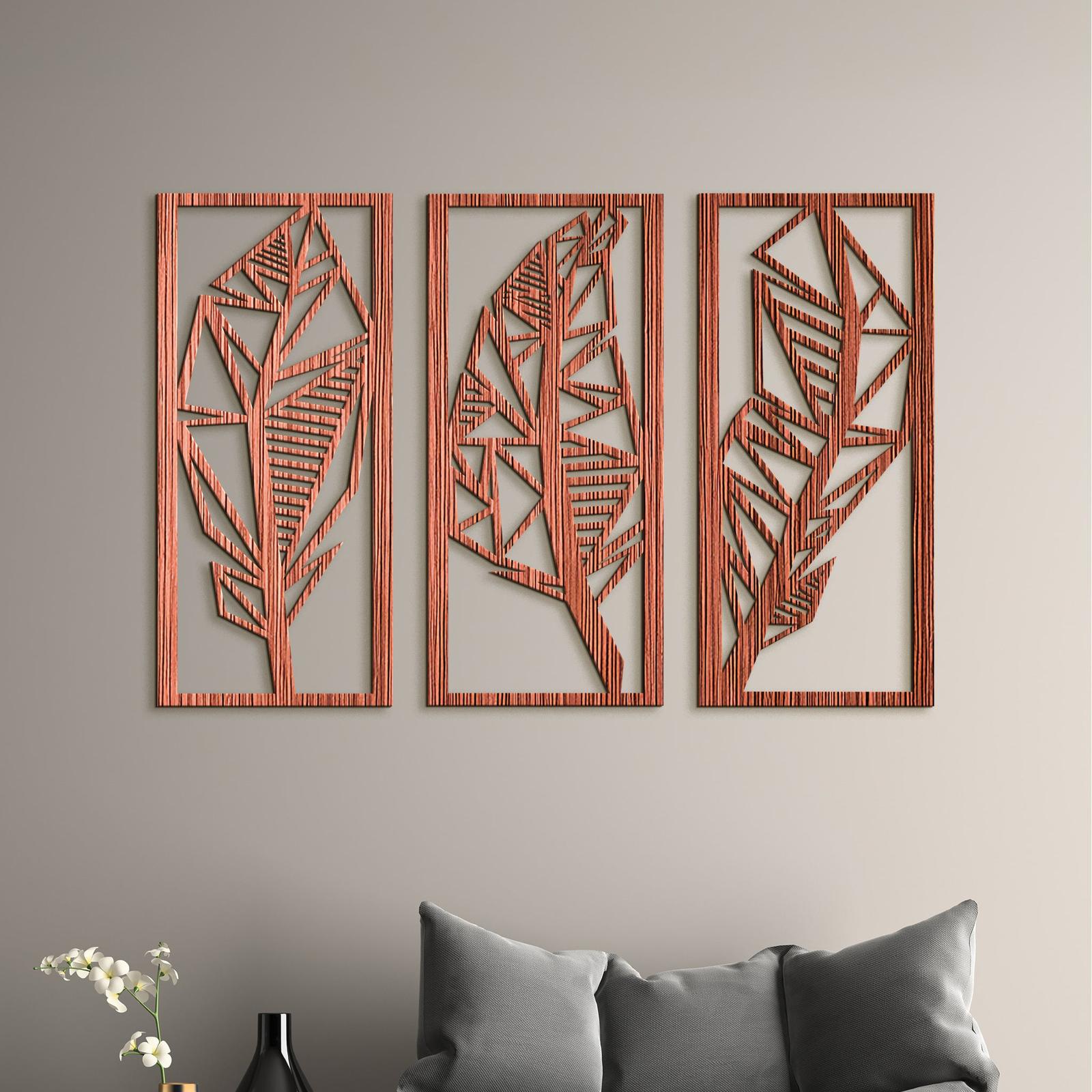 Trojdielny obraz Listy 3D-DREVTEX