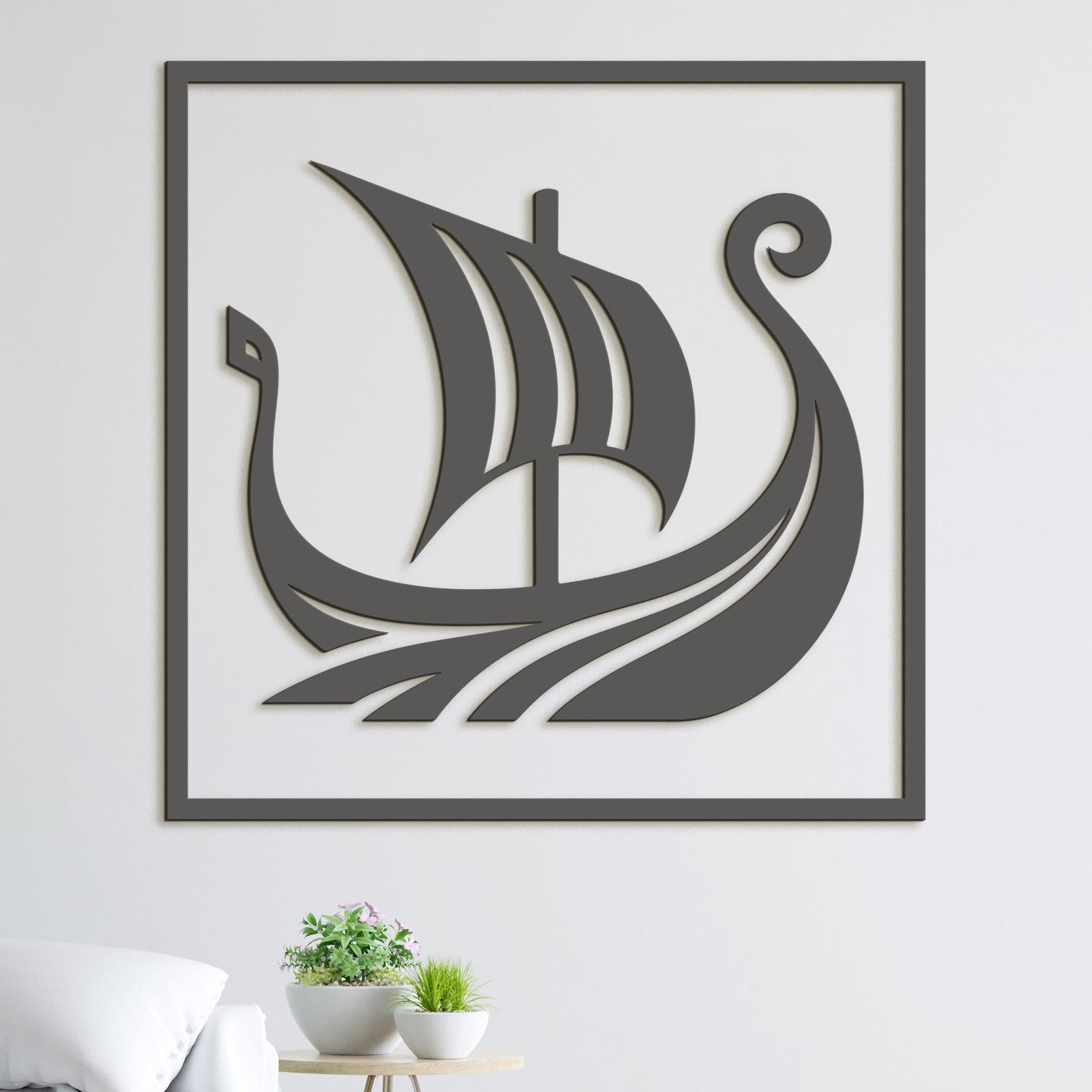 Dreveny obraz Vikingska lod-DREVTEX