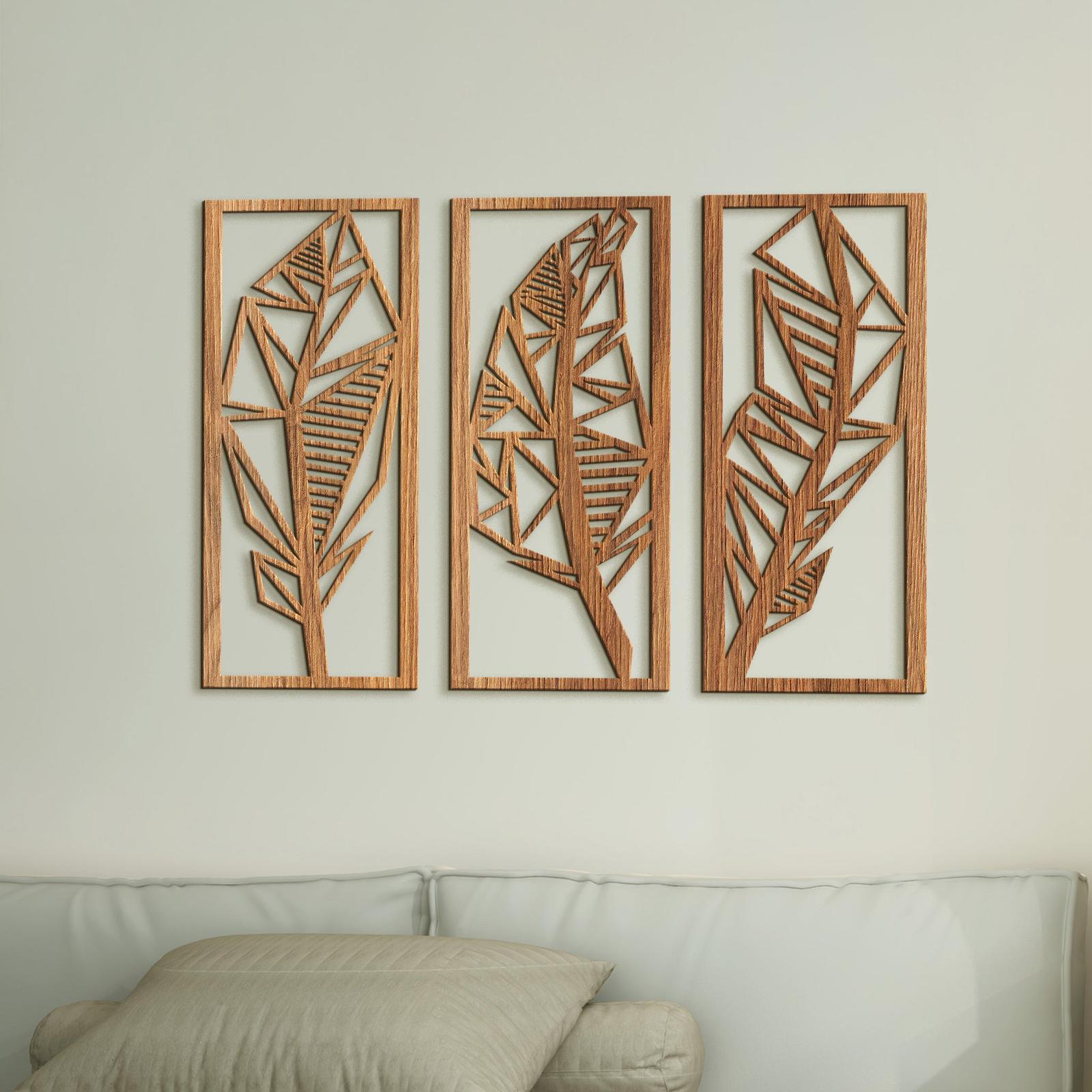 Trojdielny obraz Listy 3D-DREVTEX