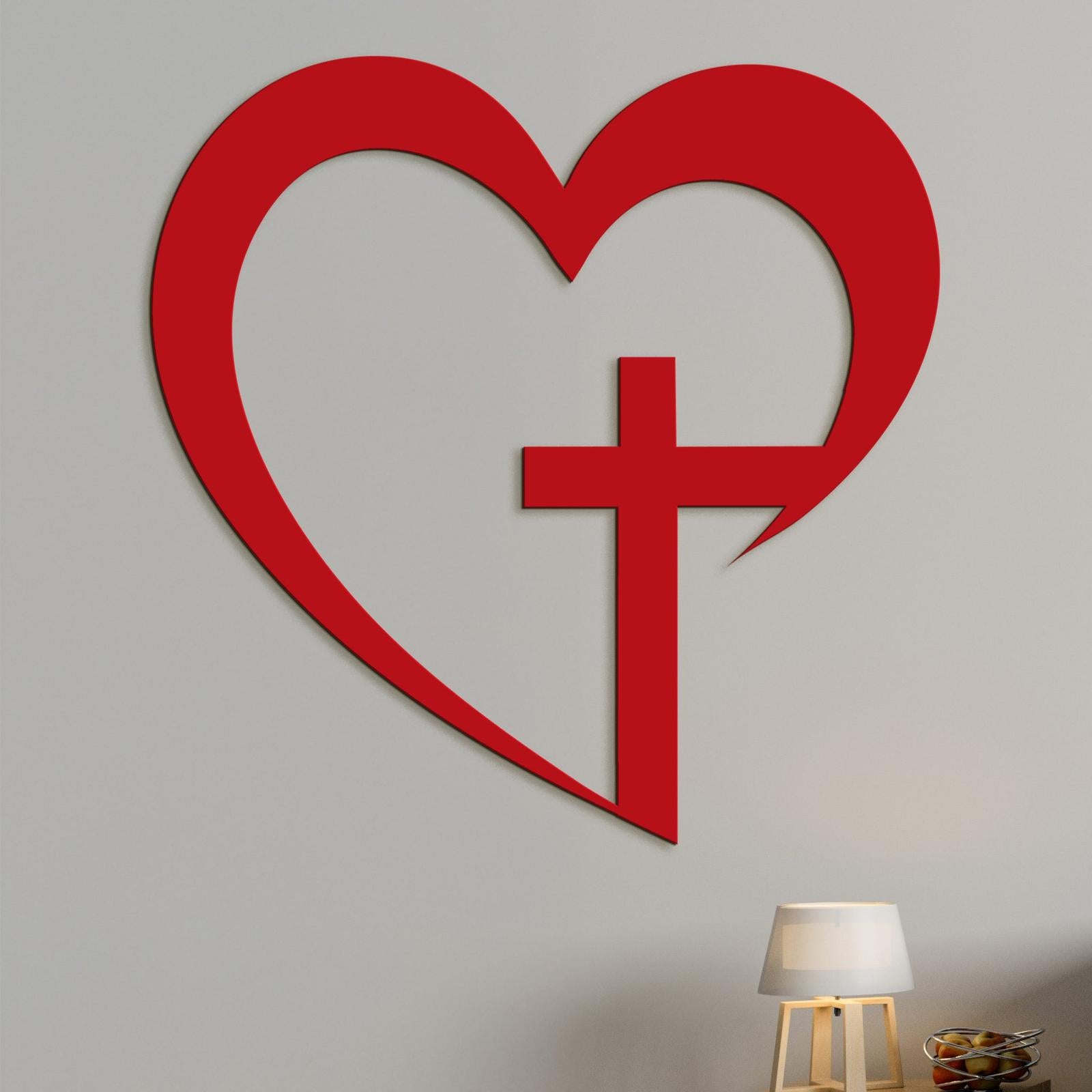 Drevený obraz na stenu Kríž v srdci-DREVTEX