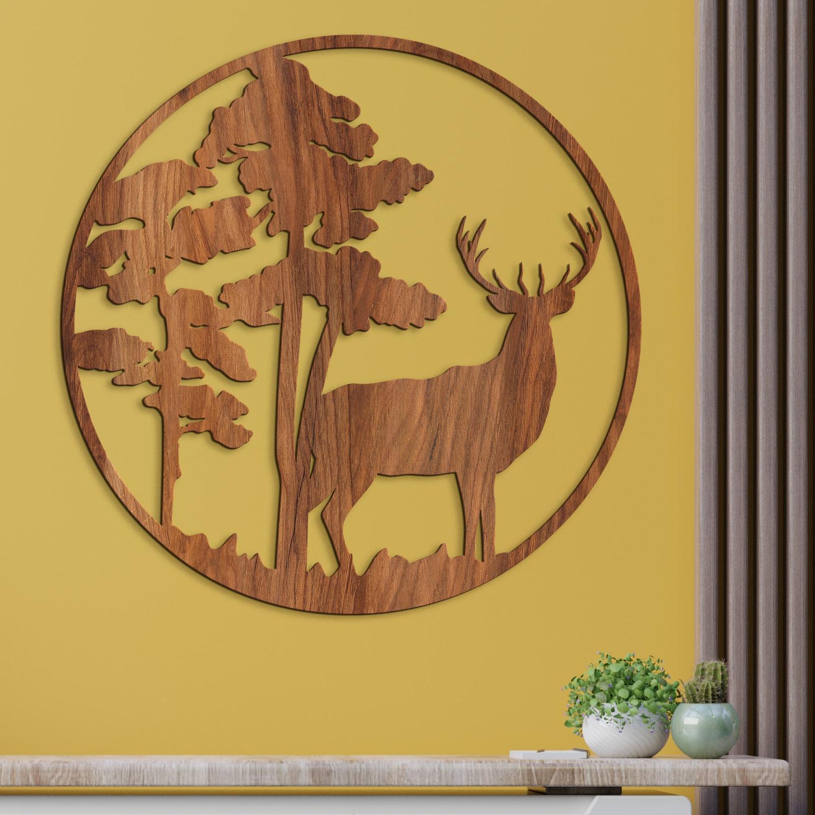 Drevený obraz Jelenia silueta-DREVTEX