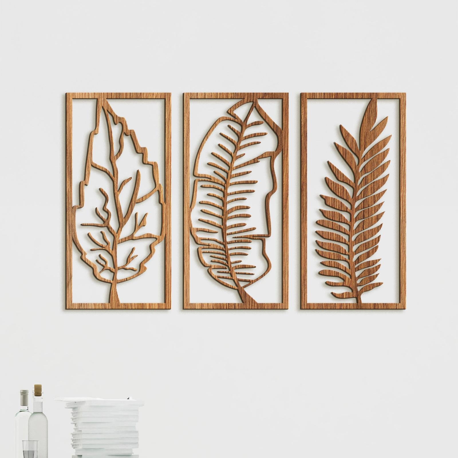 Trojdielny obraz Listy-DREVTEX