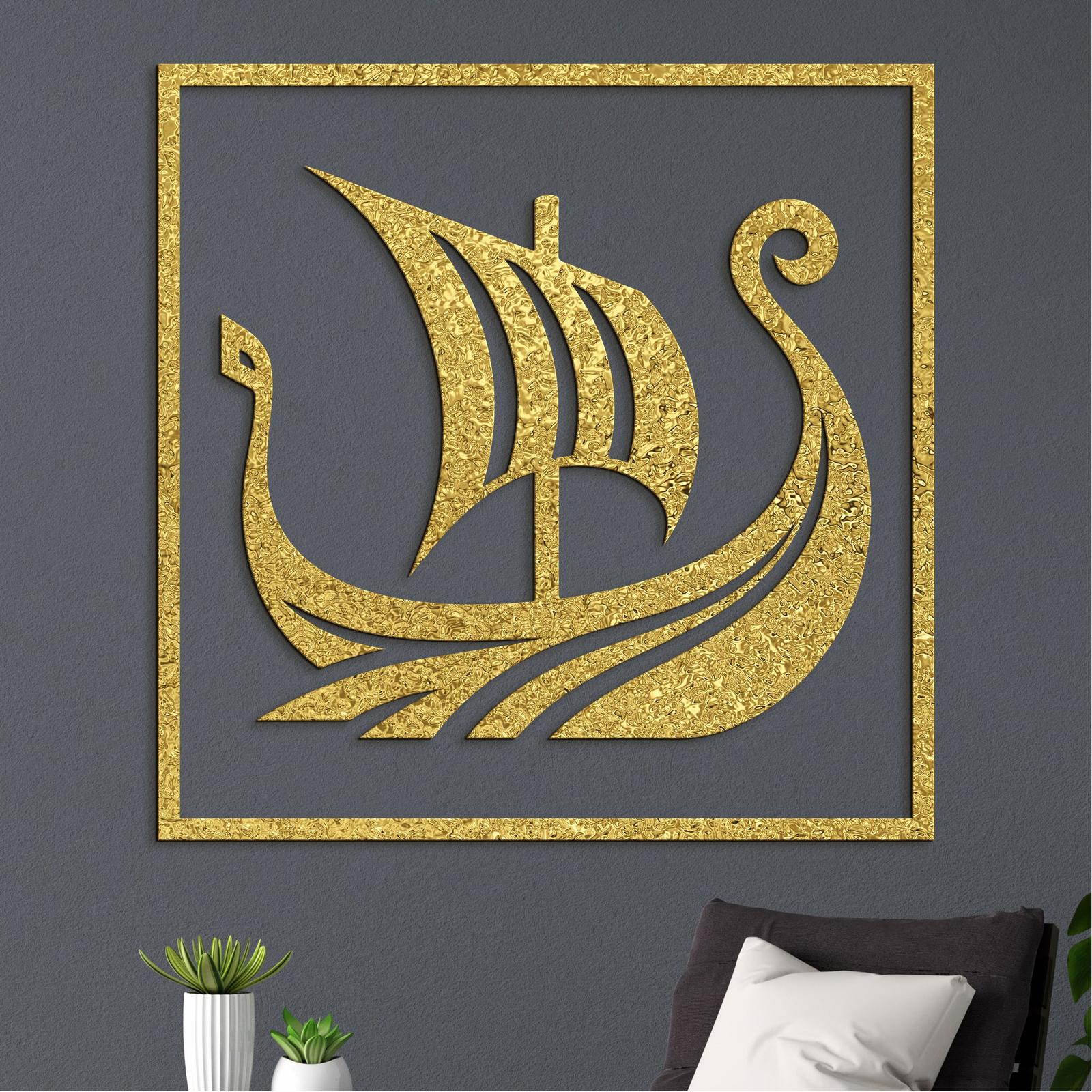 Dreveny obraz Vikingska lod-DREVTEX