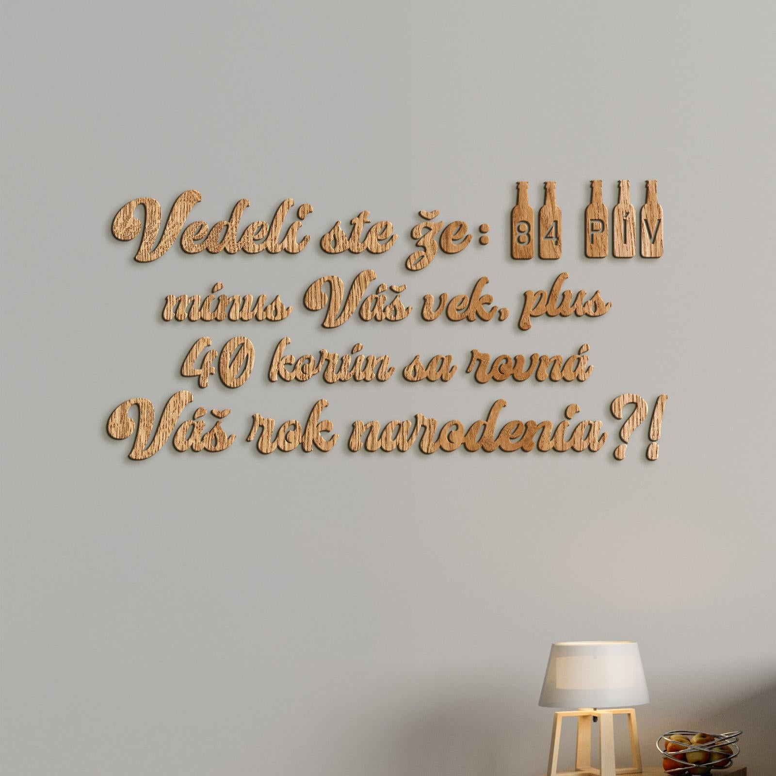 Vtipný drevený nápis na stenu PIVO-DREVTEX