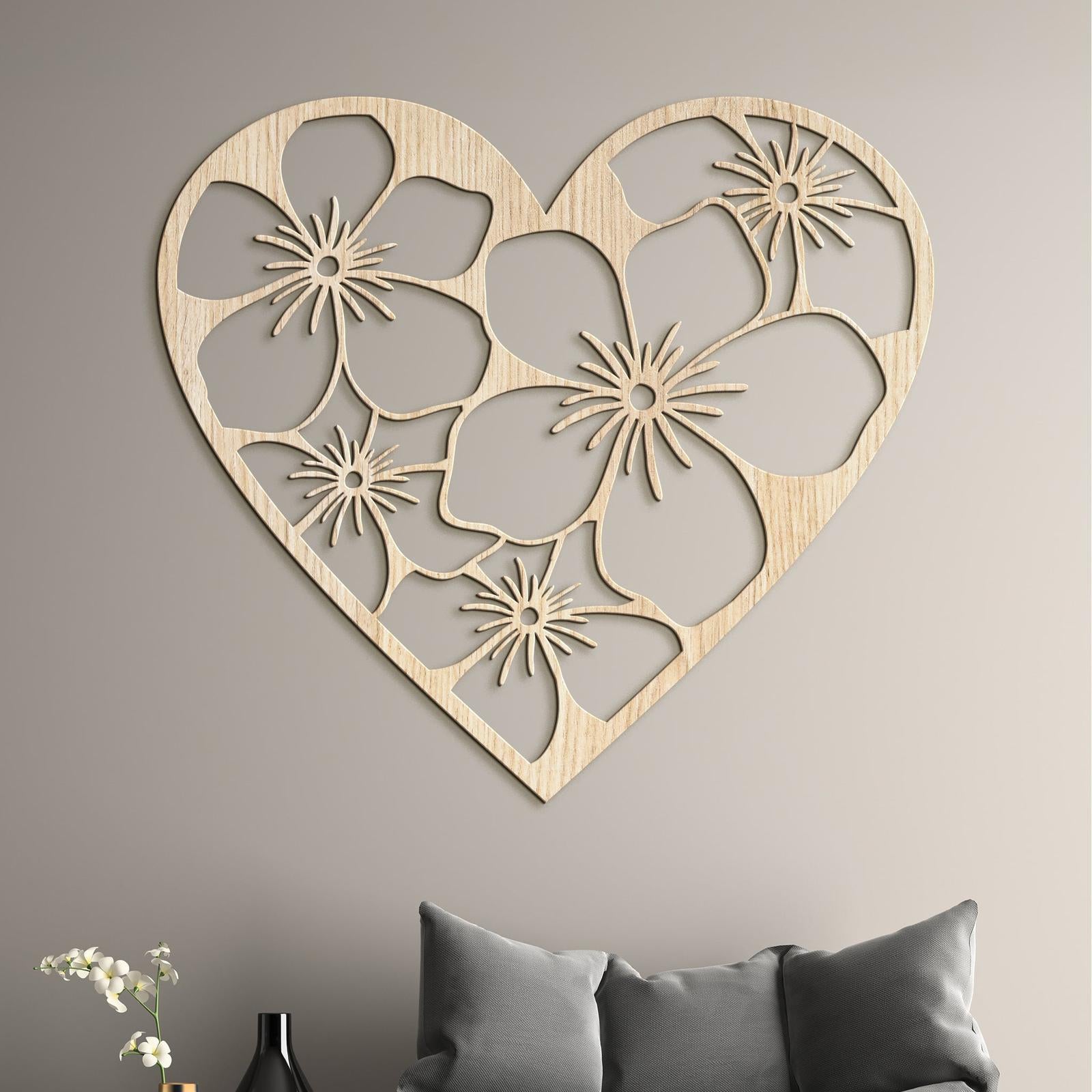 Drevený obraz Srdce plné kvetov-DREVTEX