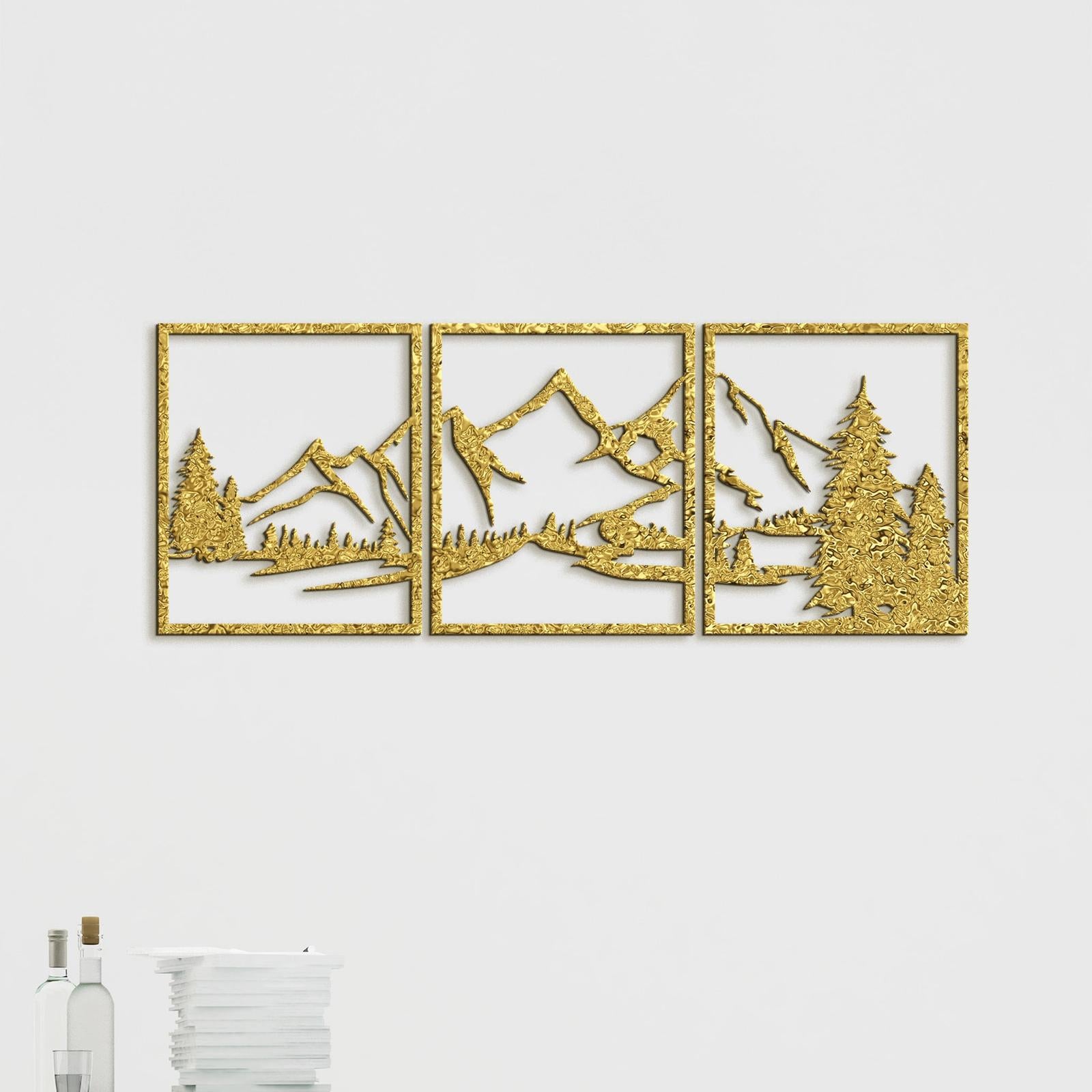 Trojdielny obraz na stenu Hory-DREVTEX