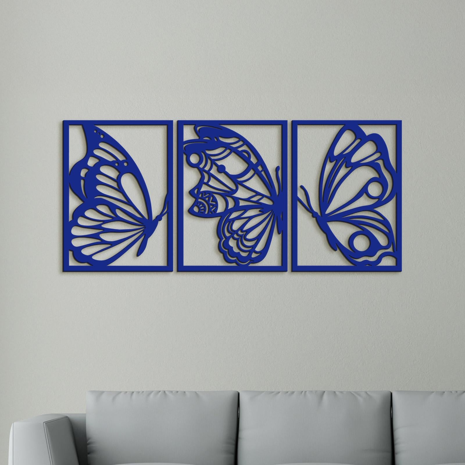 Trojdielny drevený obraz motýle-DREVTEX