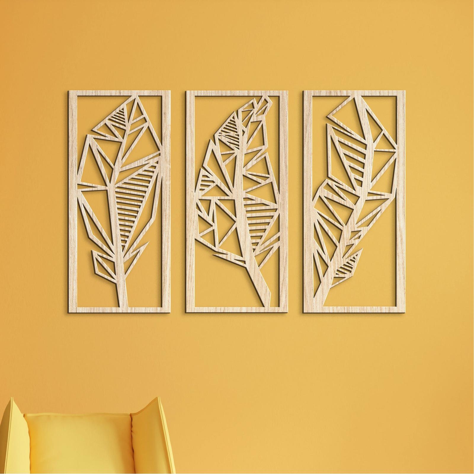 Trojdielny obraz Listy 3D-DREVTEX