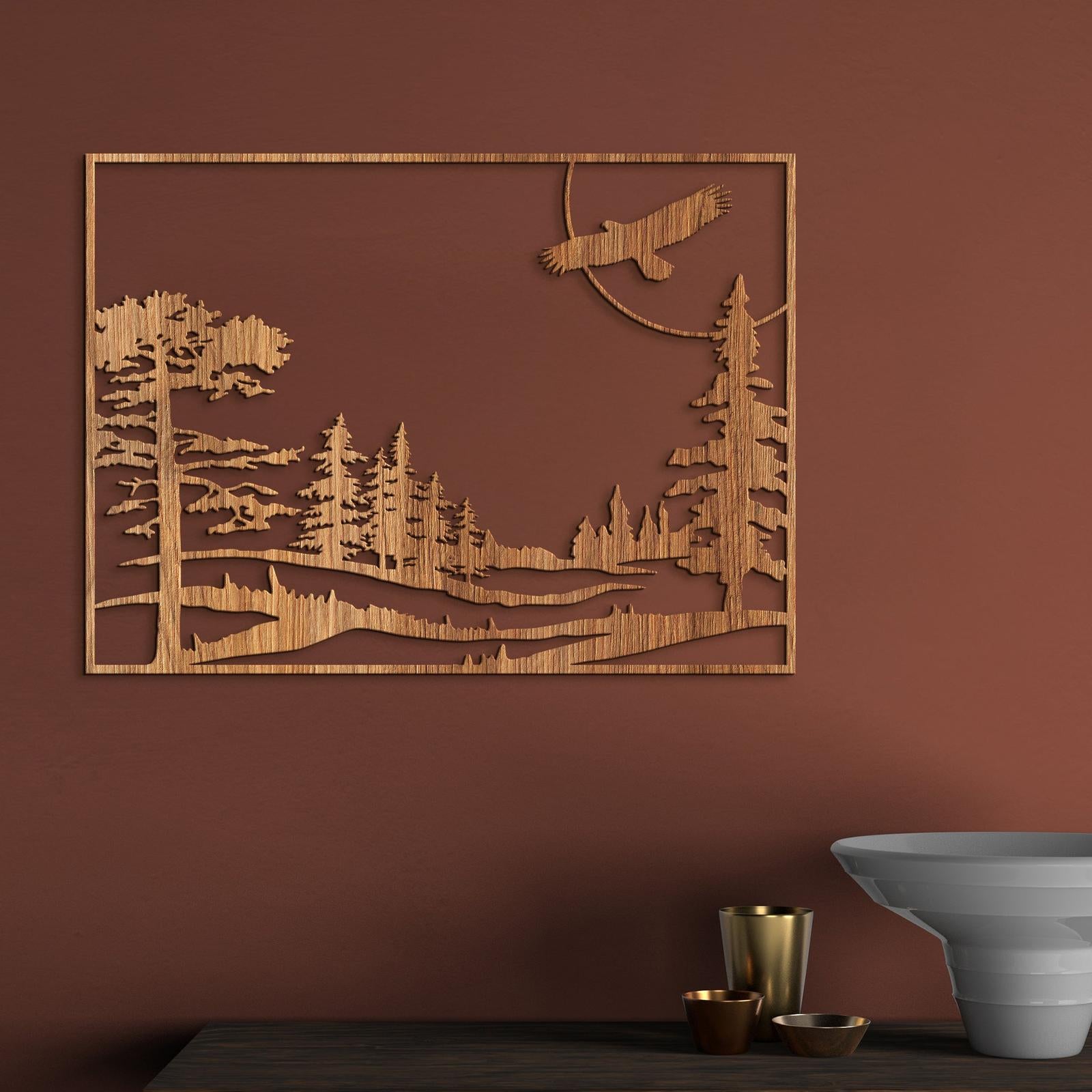 Dreveny obraz let orla-DREVTEX