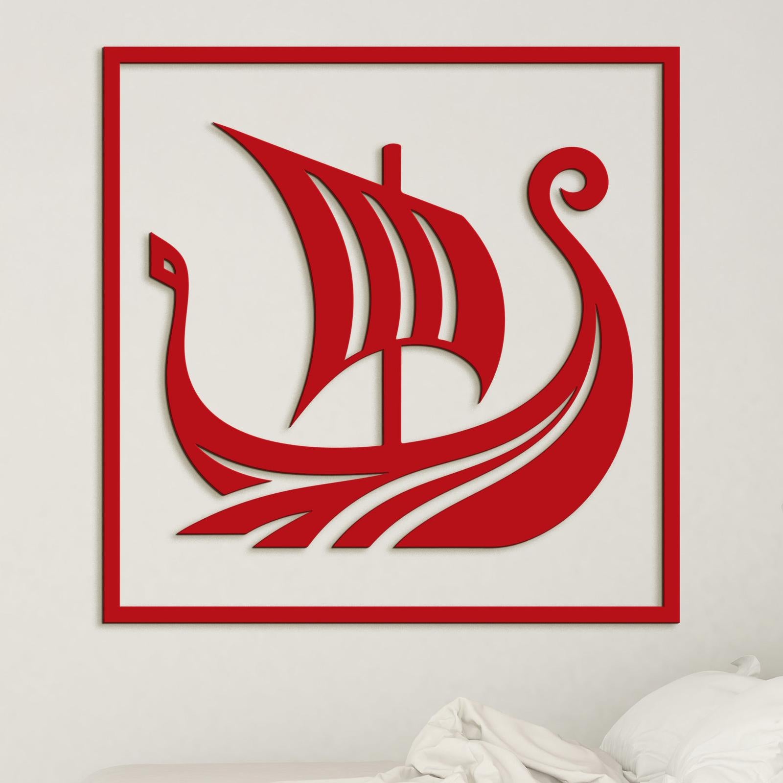 Dreveny obraz Vikingska lod-DREVTEX