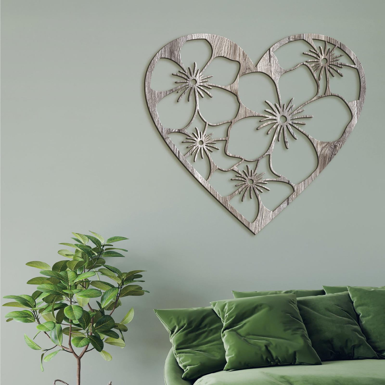 Drevený obraz Srdce plné kvetov-DREVTEX