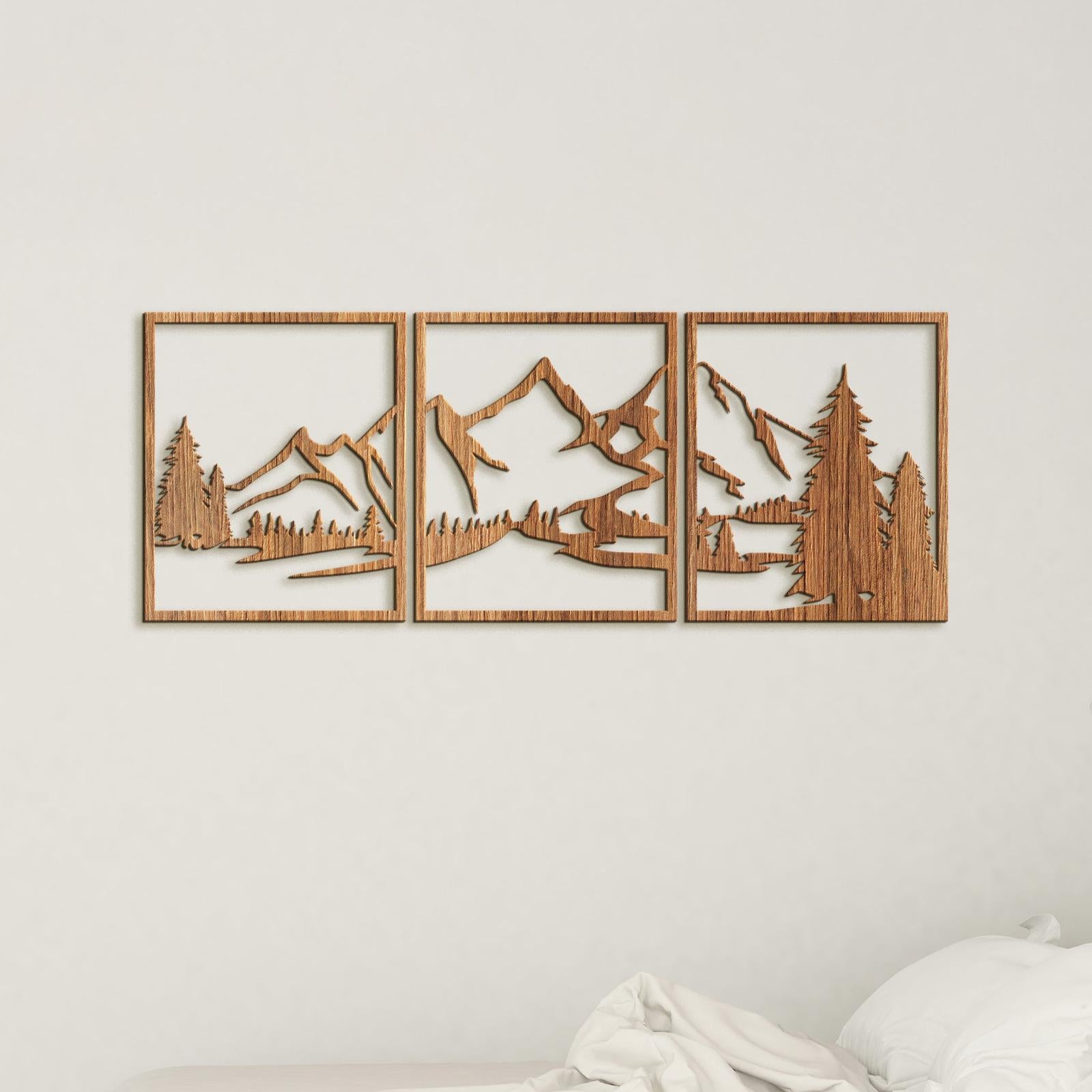 Trojdielny obraz na stenu Hory-DREVTEX