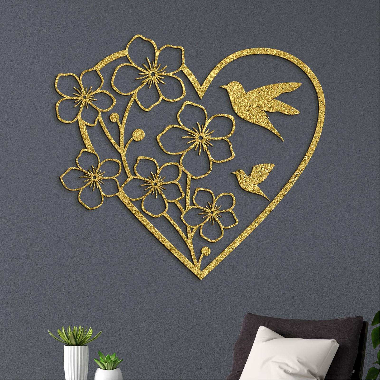 Drevený obraz Srdce s kvetmi-DREVTEX