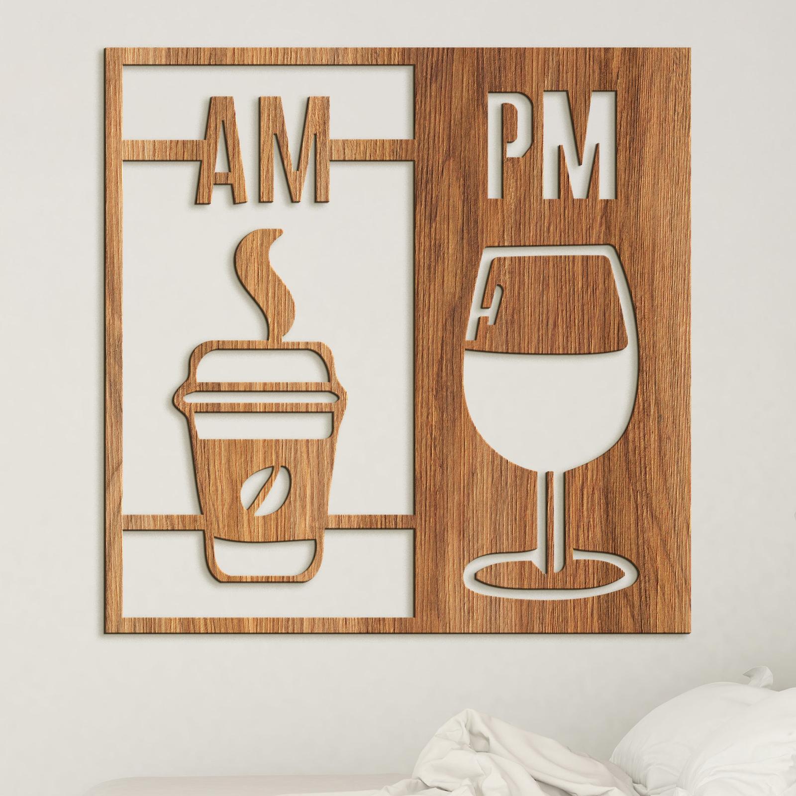 Drevená dekorácia Deň začína kávou a končí vínom-DREVTEX