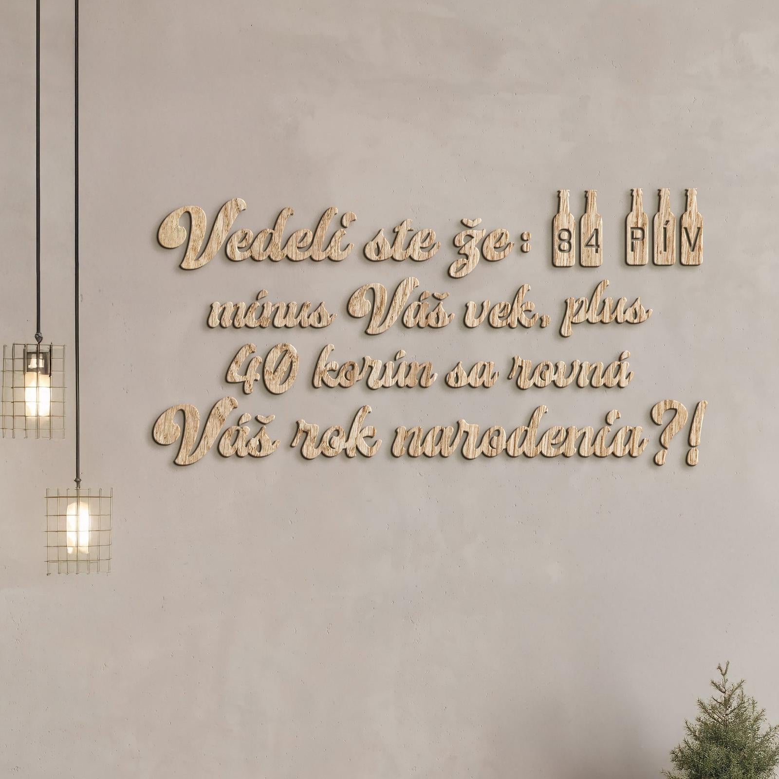 Vtipný drevený nápis na stenu PIVO-DREVTEX