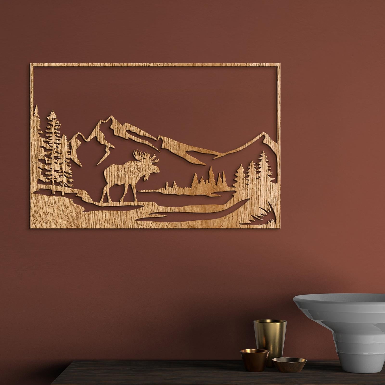 Horska sceneria s lososom-DREVTEX