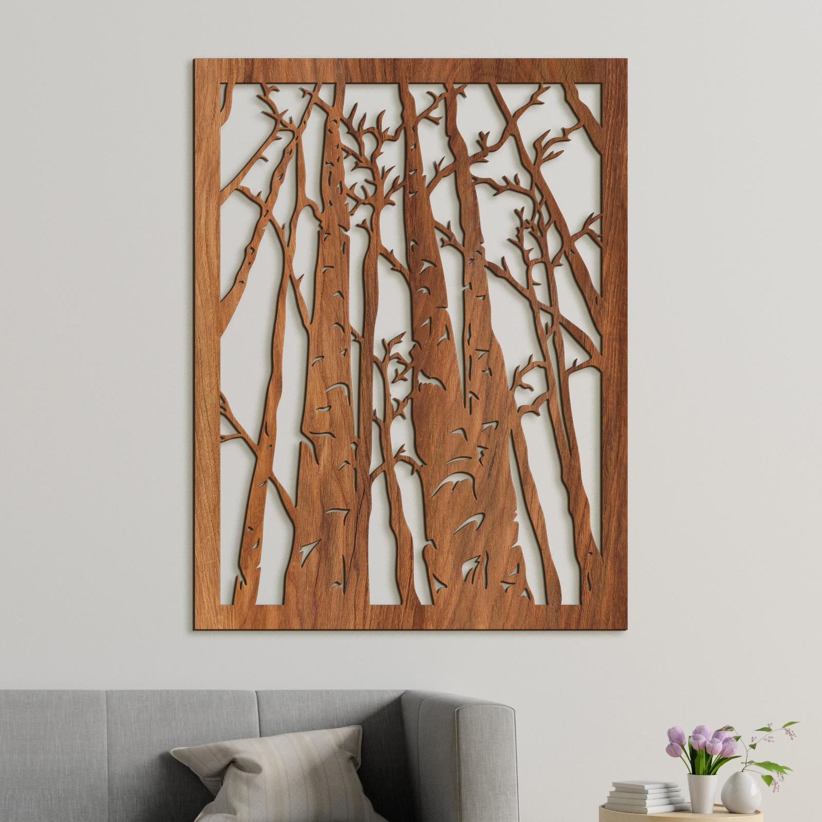 Drevený obraz na stenu silueta lesa-DREVTEX