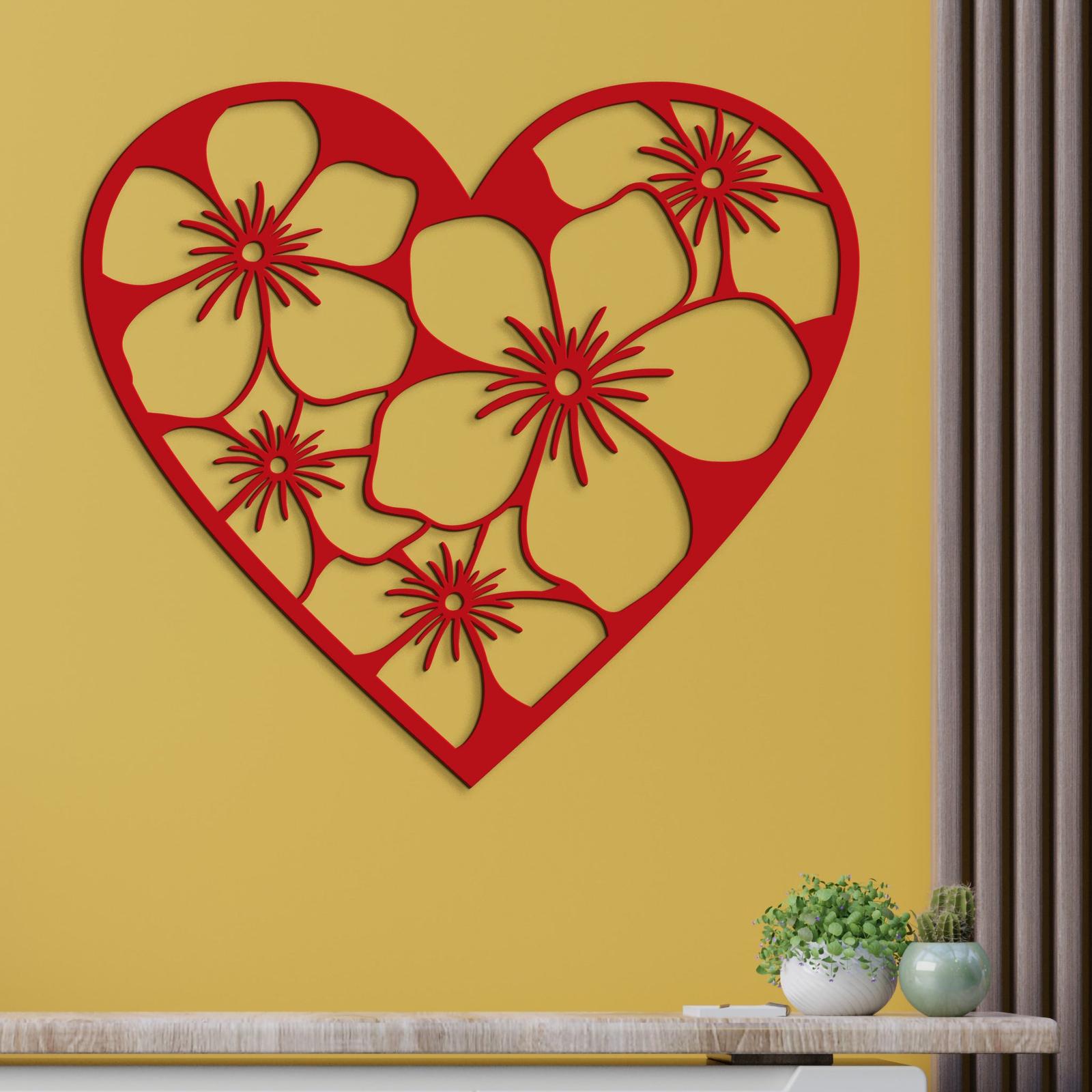 Drevený obraz Srdce plné kvetov-DREVTEX