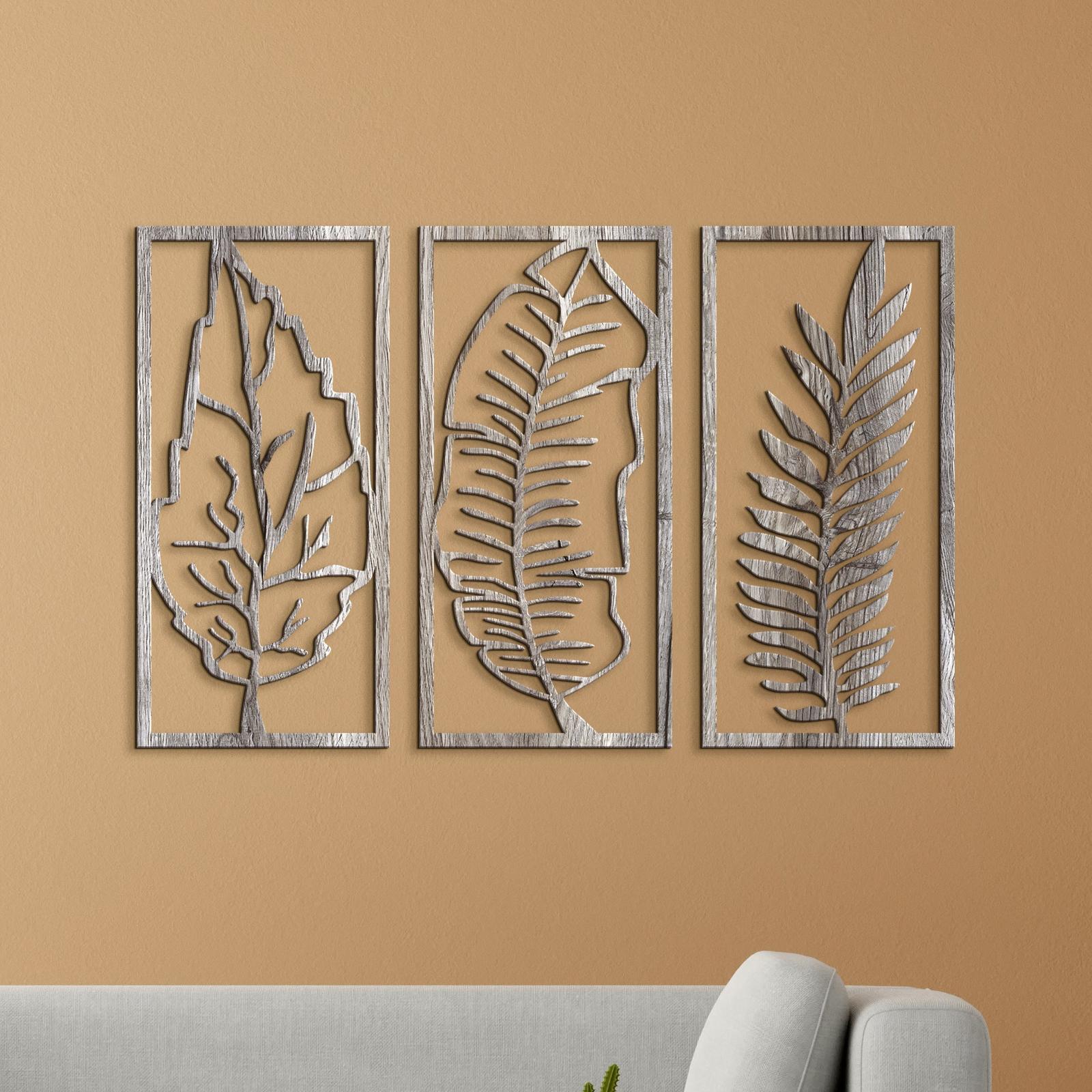 Trojdielny obraz Listy-DREVTEX