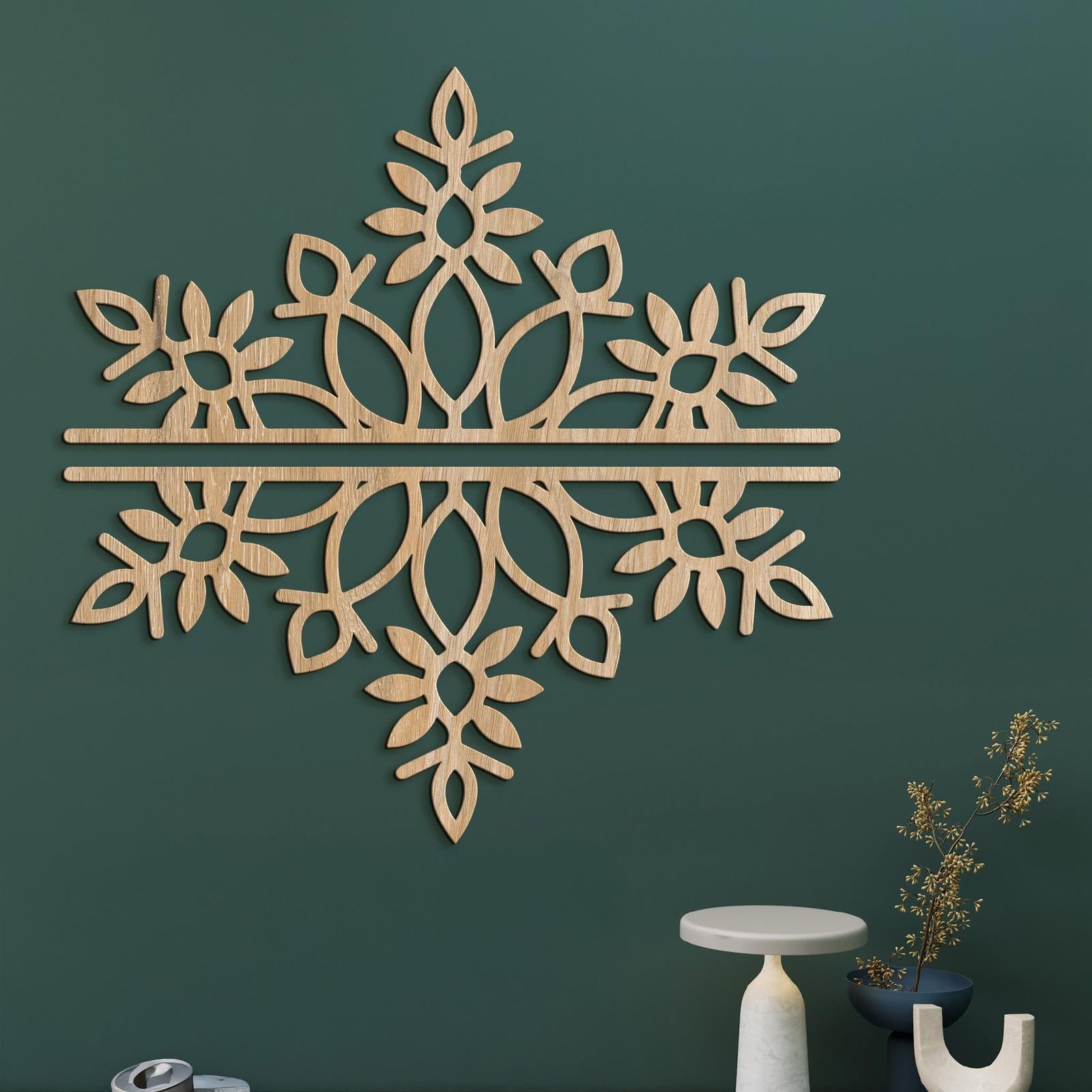 Dvojdielna drevená mandala SNOW-DREVTEX