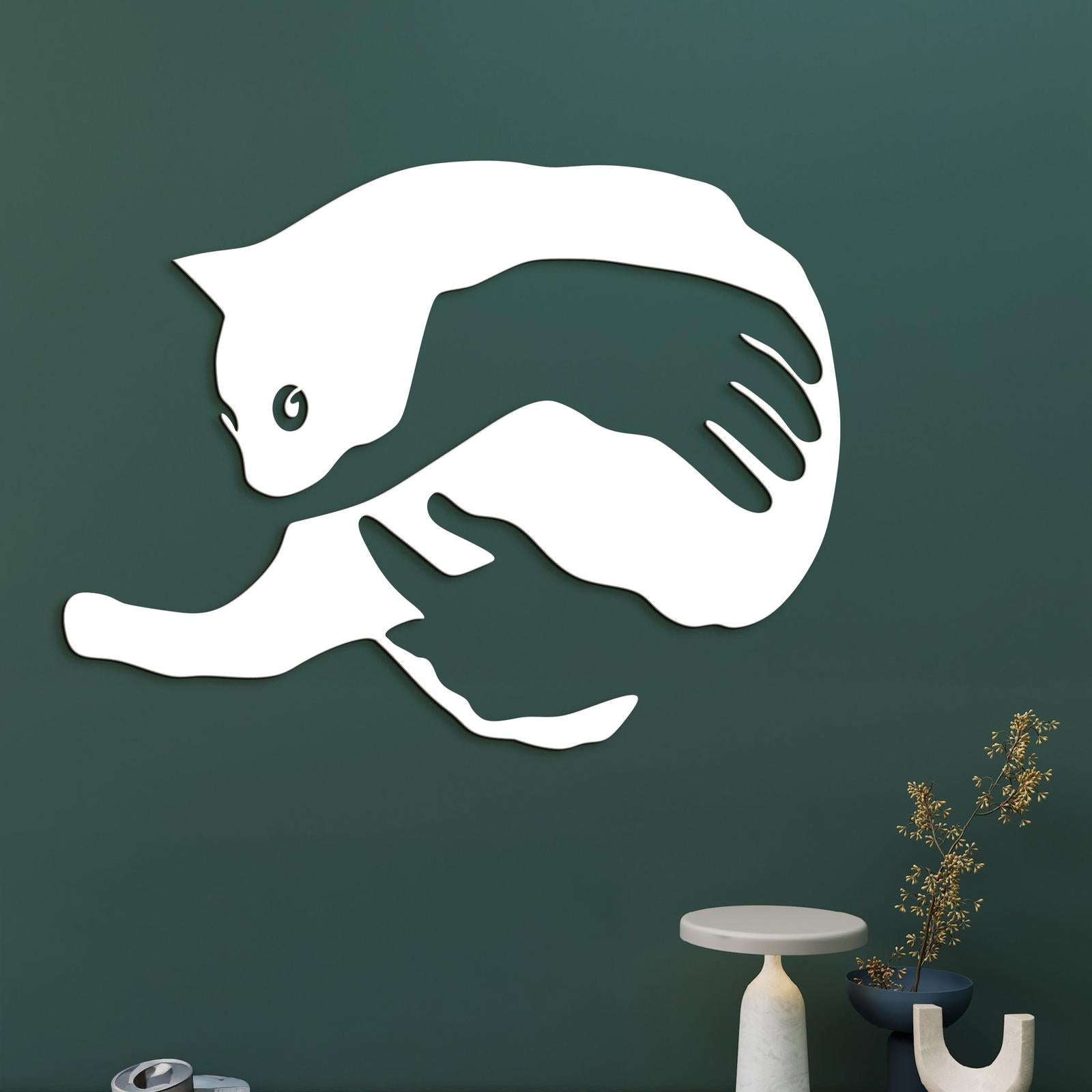 Drevený obraz na stenu mačka v náručí-DREVTEX