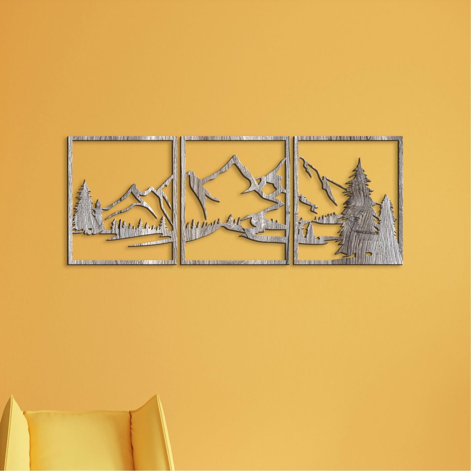 Trojdielny obraz na stenu Hory-DREVTEX