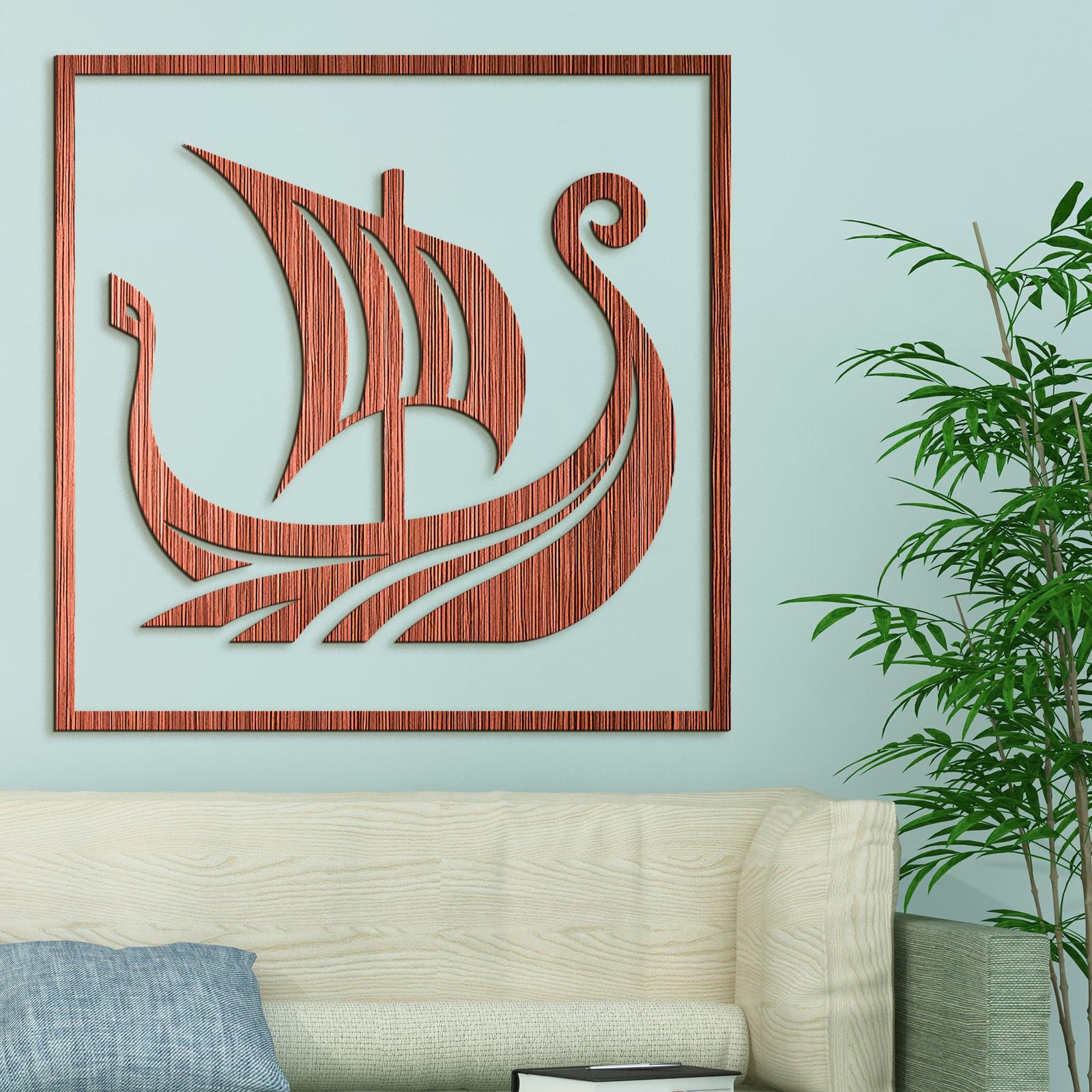 Dreveny obraz Vikingska lod-DREVTEX