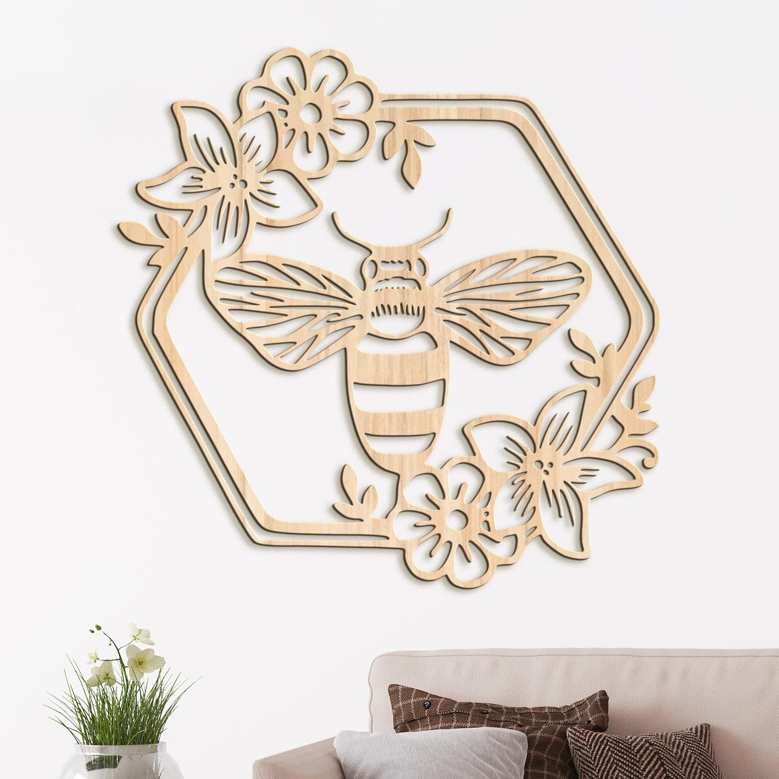 Drevený obraz Včela s kvetmi-DREVTEX