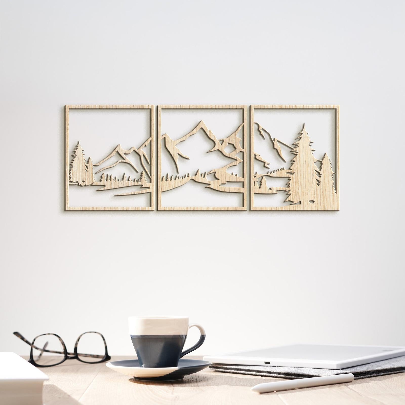 Trojdielny obraz na stenu Hory-DREVTEX