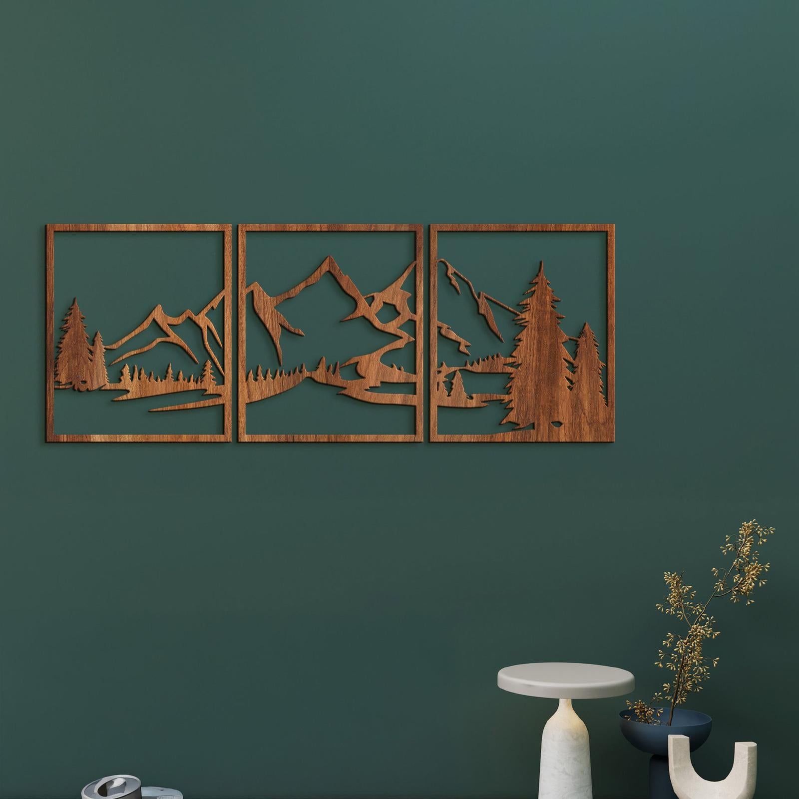 Trojdielny obraz na stenu Hory-DREVTEX