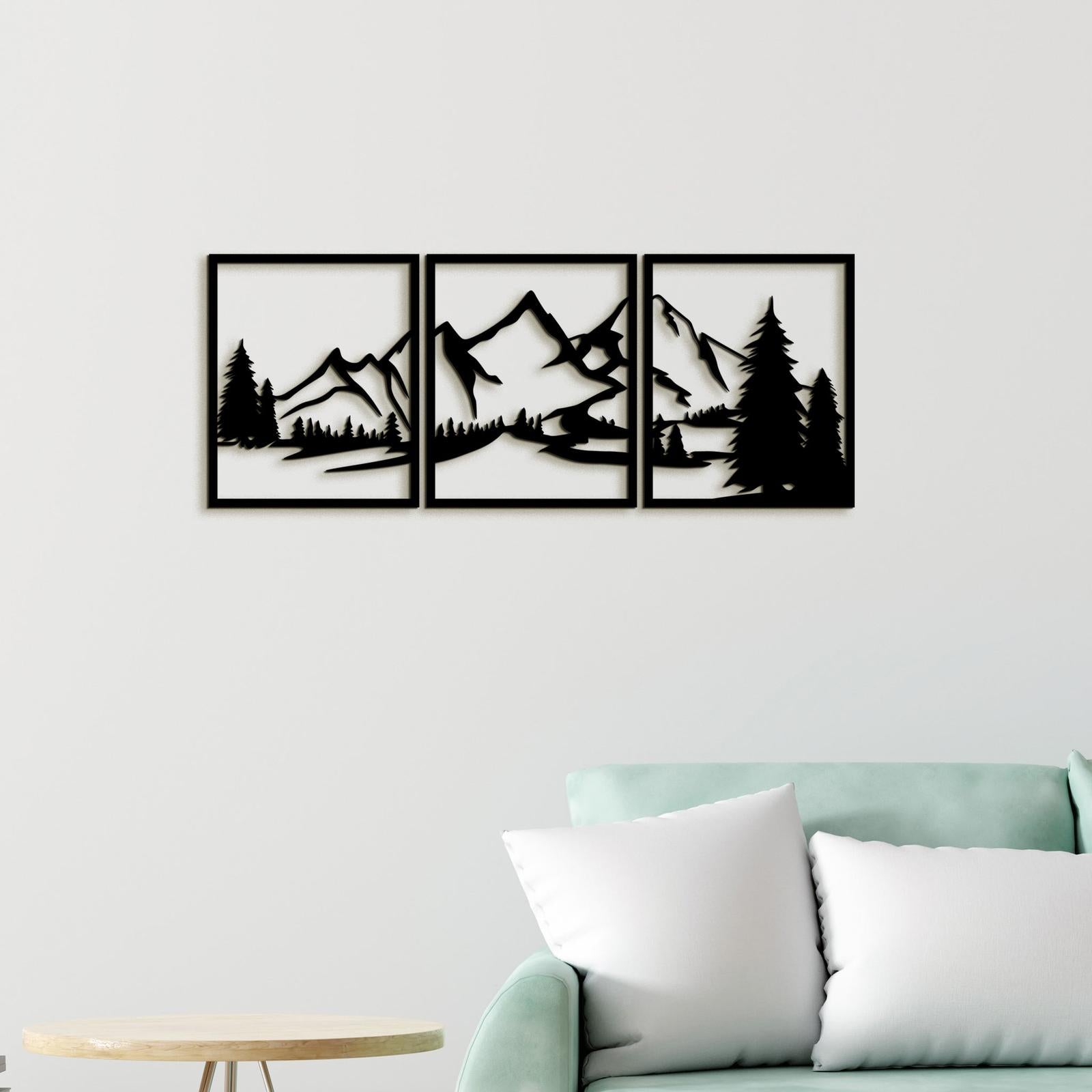 Trojdielny obraz na stenu Hory-DREVTEX