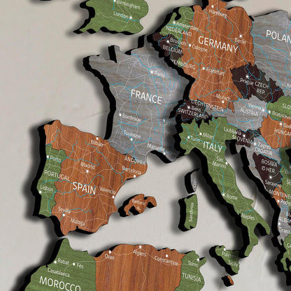 Dekoratívna 3D mapa sveta z dreva - DREVTEX