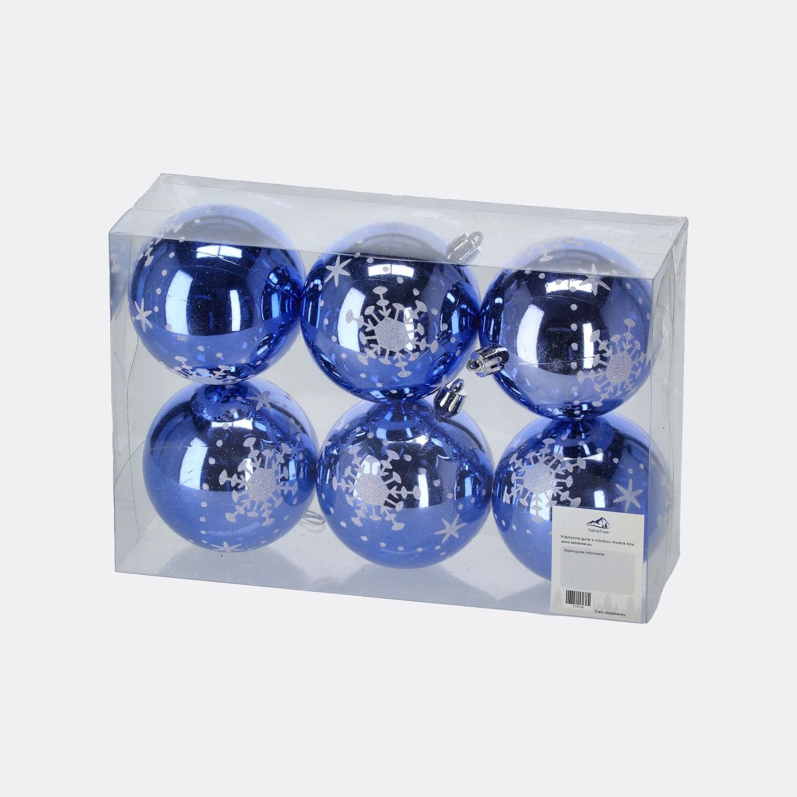 Modré vianočné gule s vločkou - DREVTEX