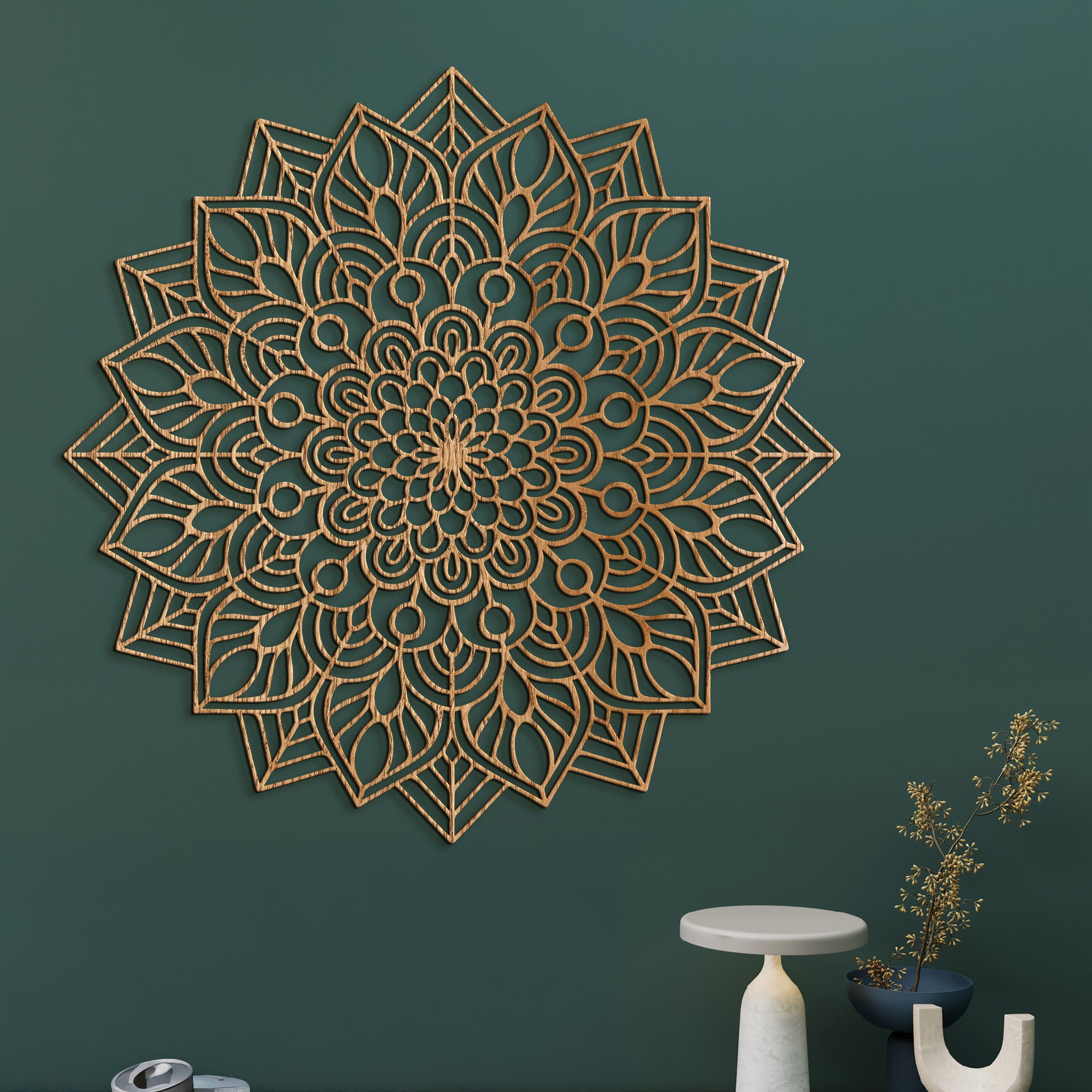 Elegantná drevená mandala - Harmonický nástenný dekor