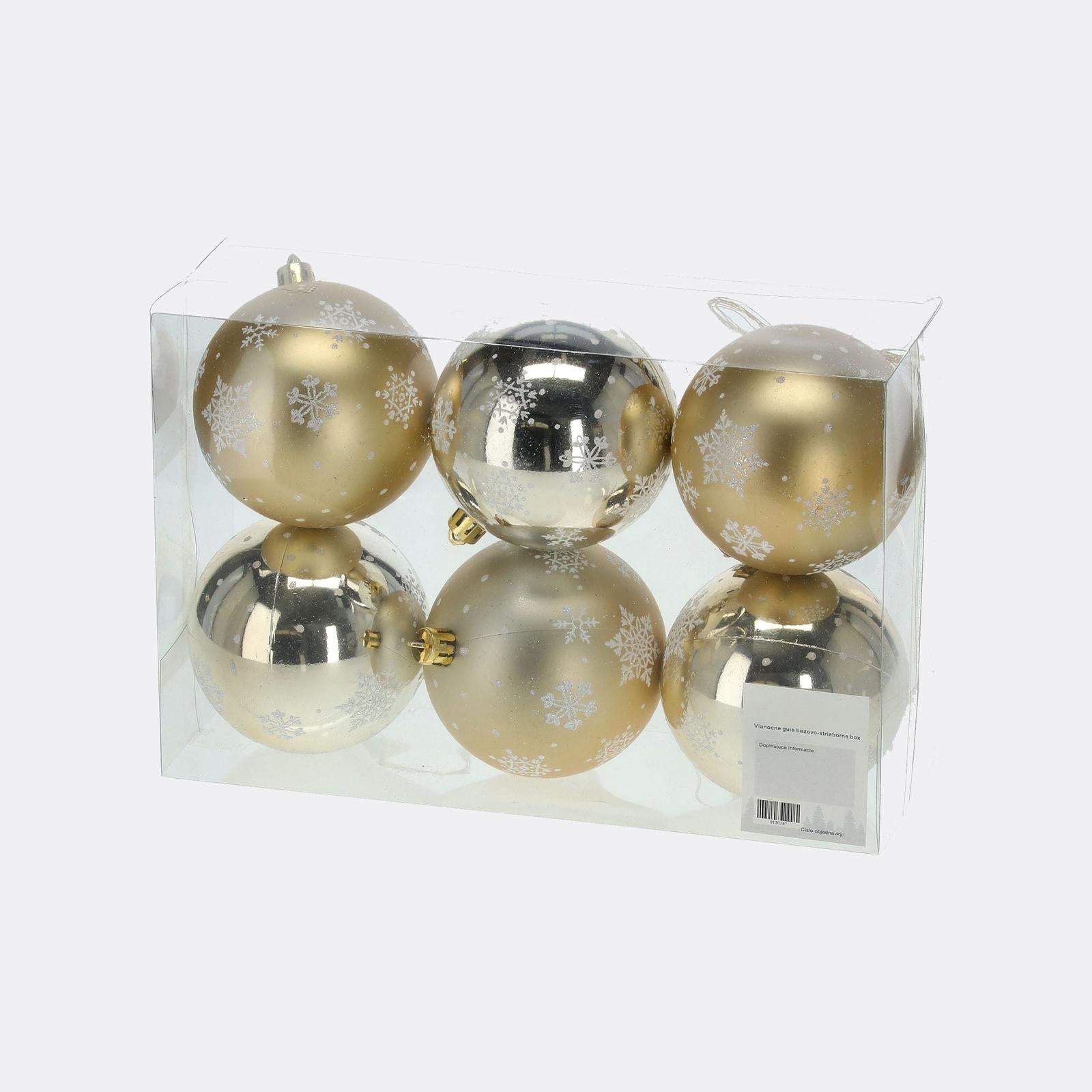 Zlaté vianočné gule s vločkami - DREVTEX