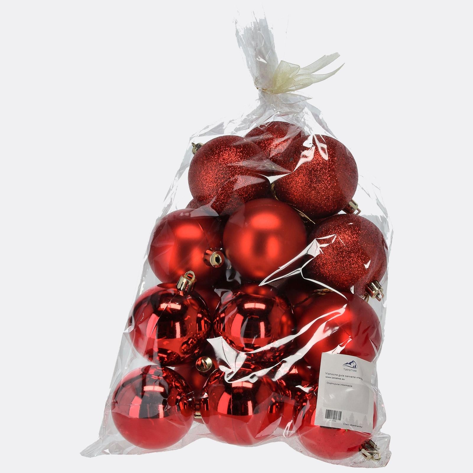 Červené vianočné gule vo vrecúšku - DREVTEX