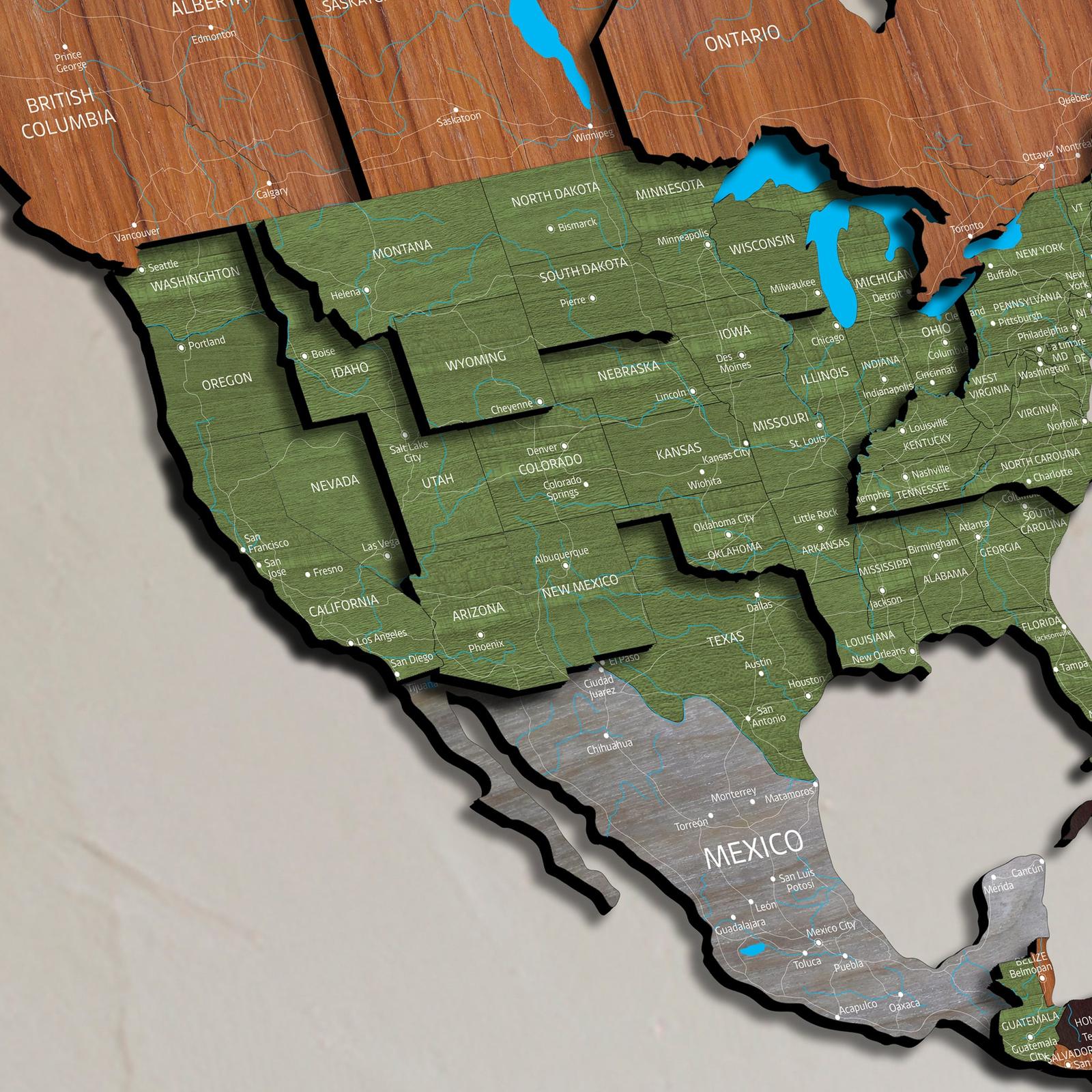 Dekoratívna 3D mapa sveta z dreva - DREVTEX