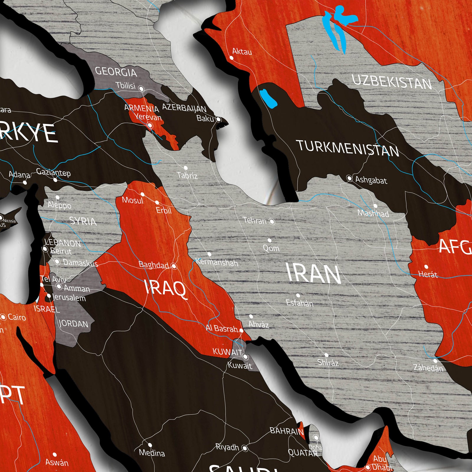 Viacvrstvová Mapa z Dreva červená